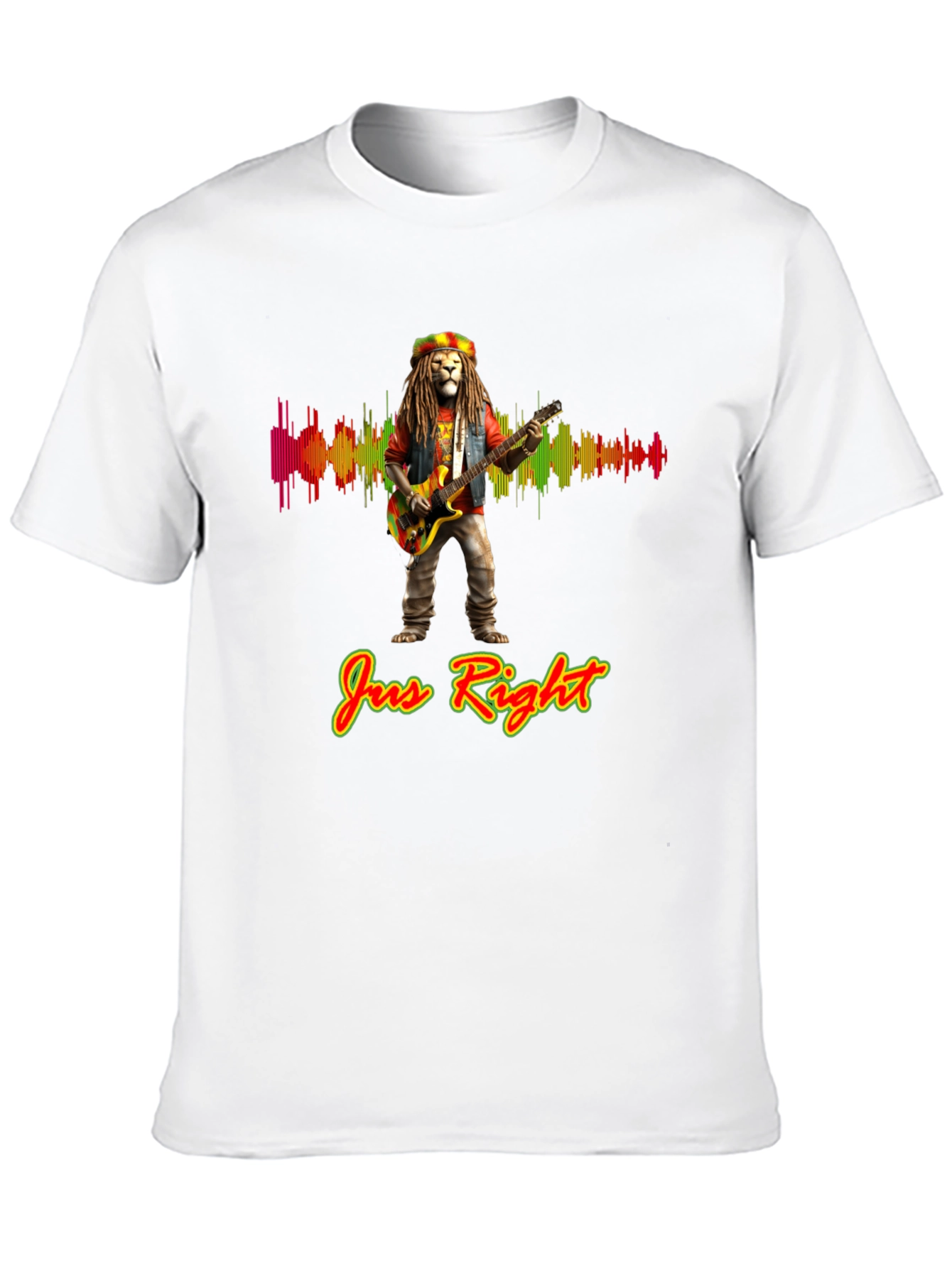 Rasta Lion Guitar Player Graphic Tee - Jus Right