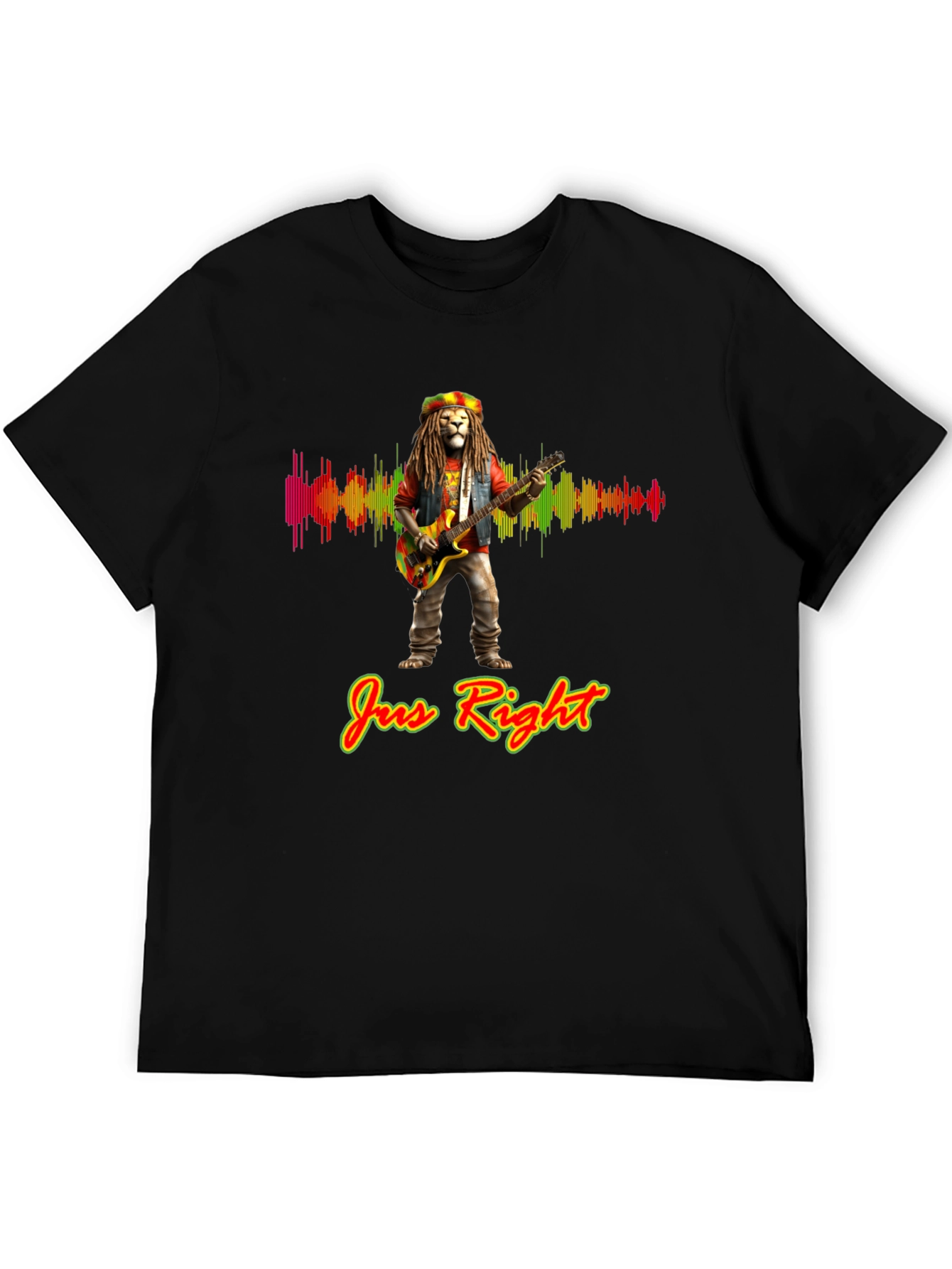 Rasta Lion Guitar Player Graphic Tee - Jus Right