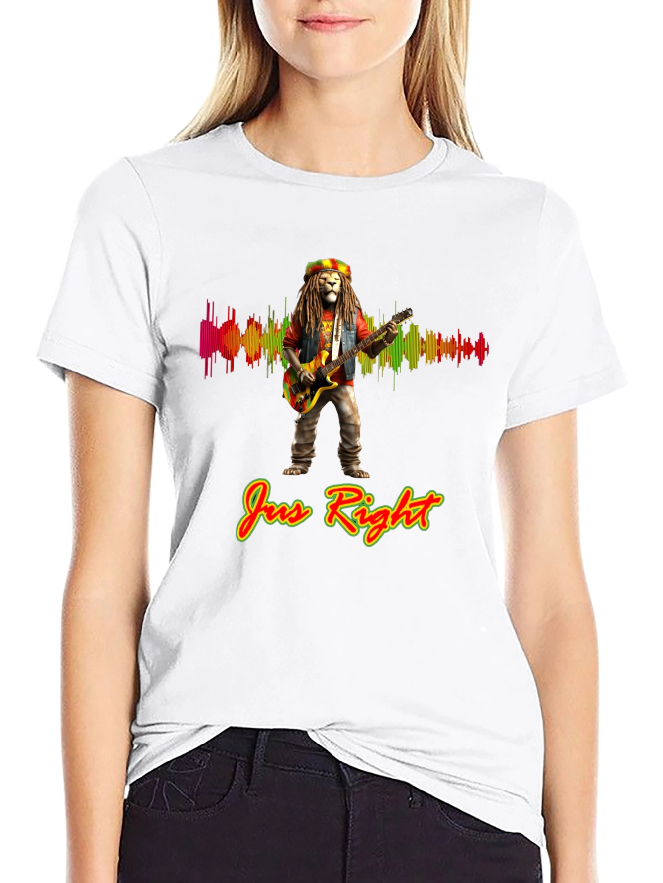Rasta Lion Guitar Player Graphic Tee - Jus Right