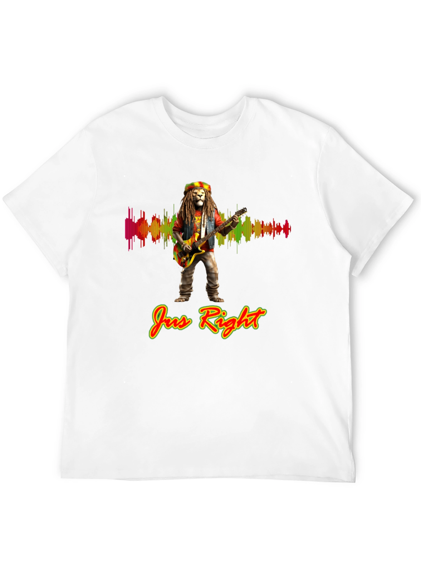 Rasta Lion Guitar Player Graphic Tee - Jus Right