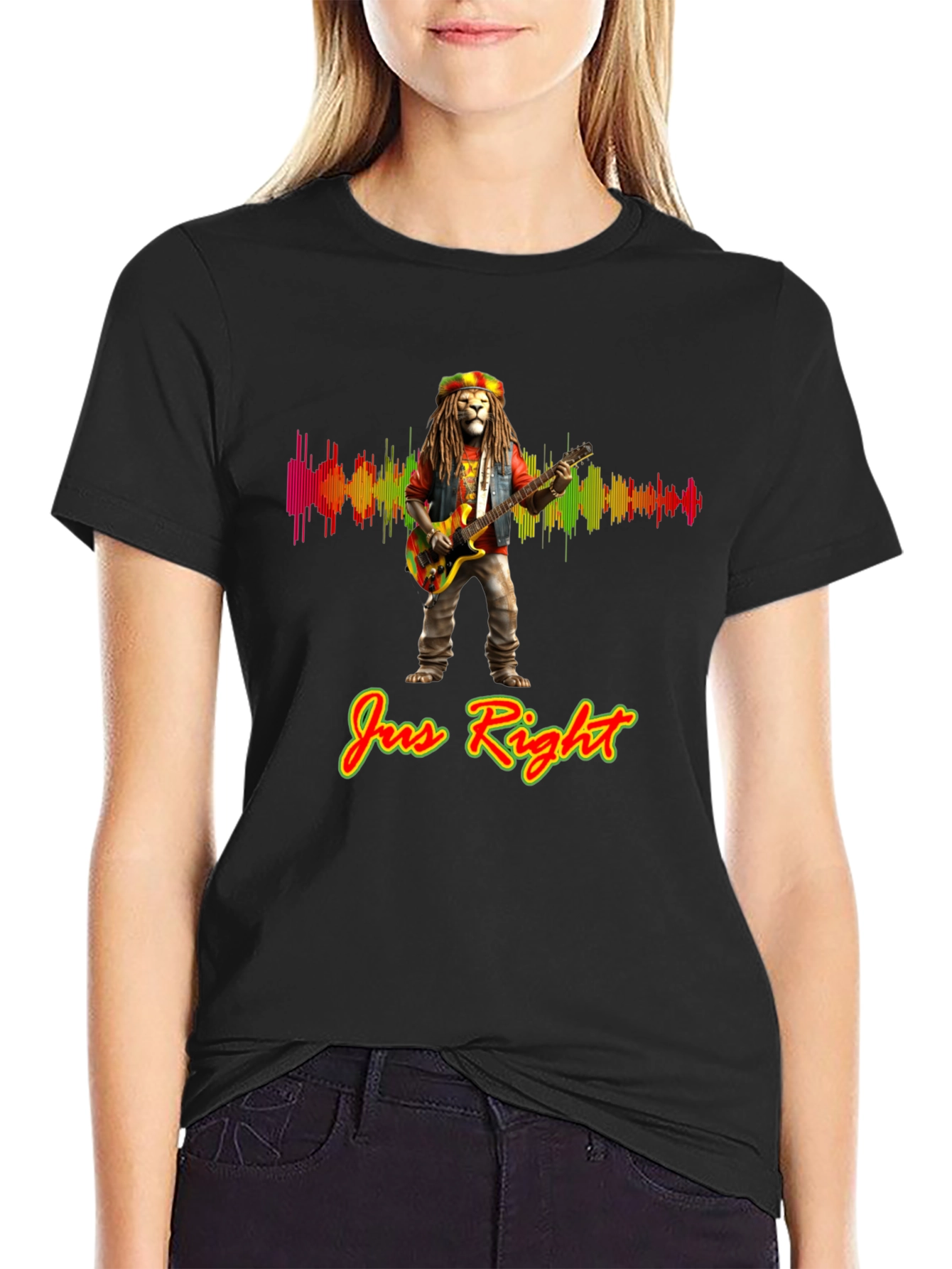 Rasta Lion Guitar Player Graphic Tee - Jus Right