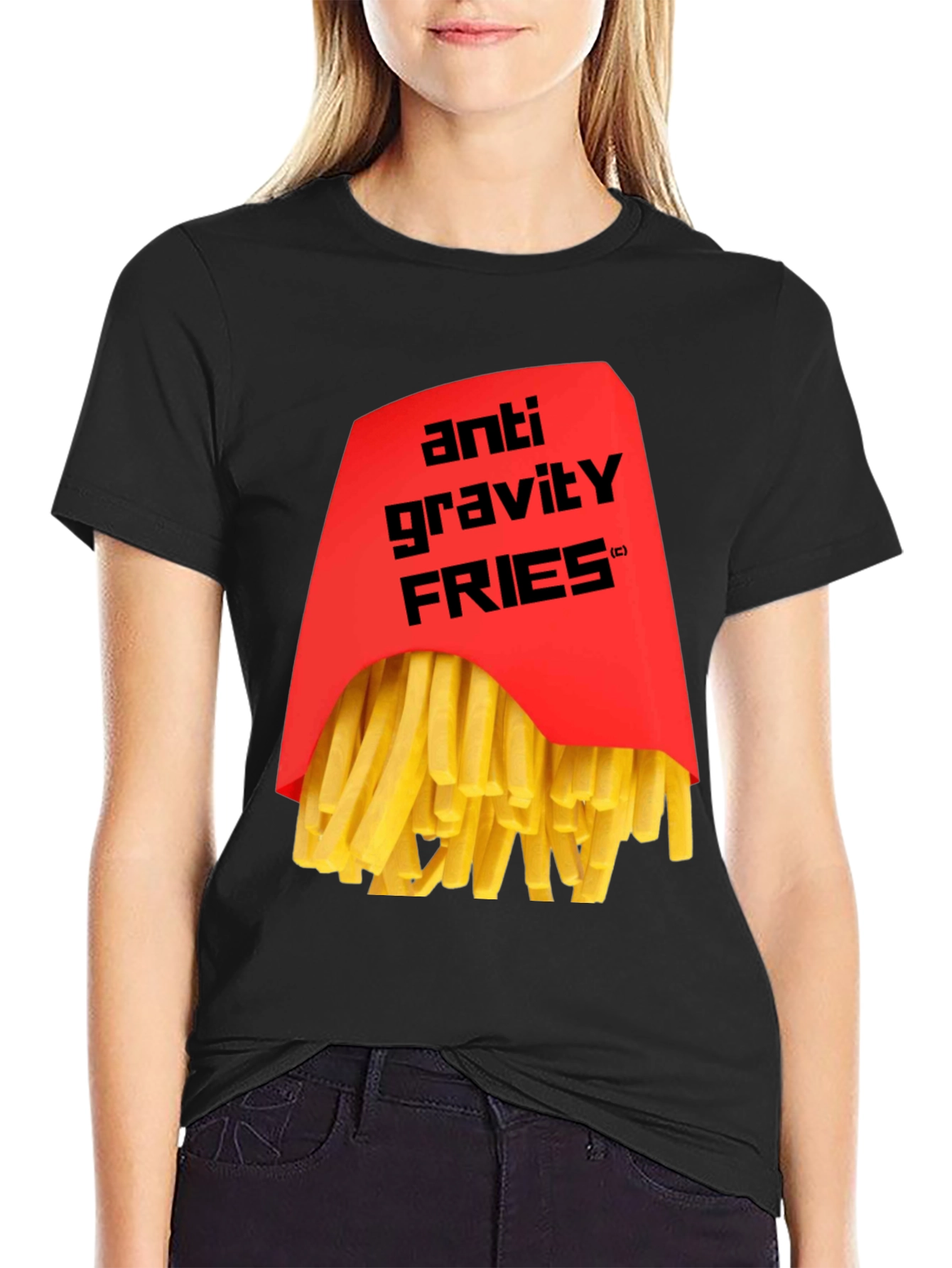 Anti Gravity Fries Graphic T-Shirt - Black