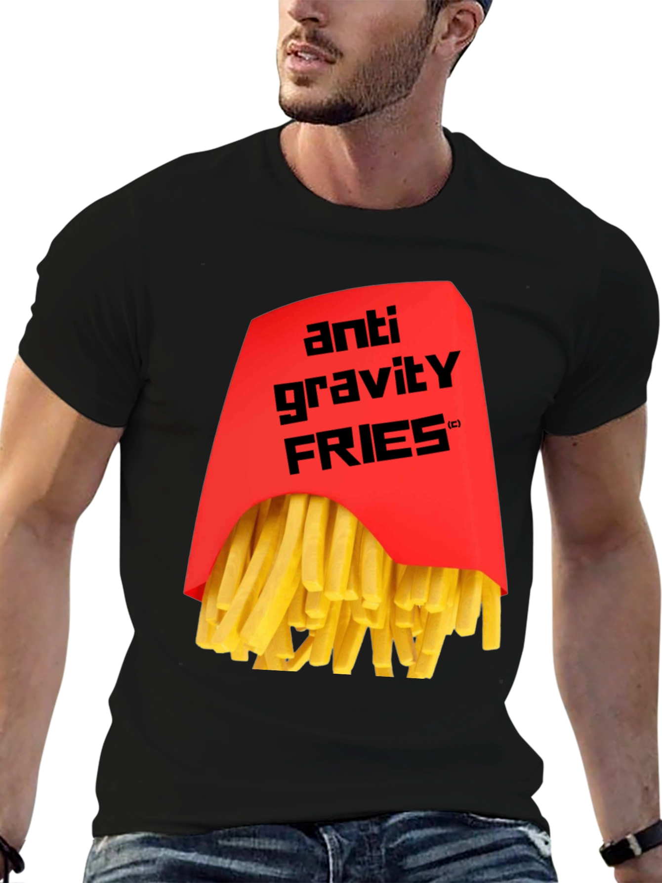 Anti Gravity Fries Graphic T-Shirt - Black