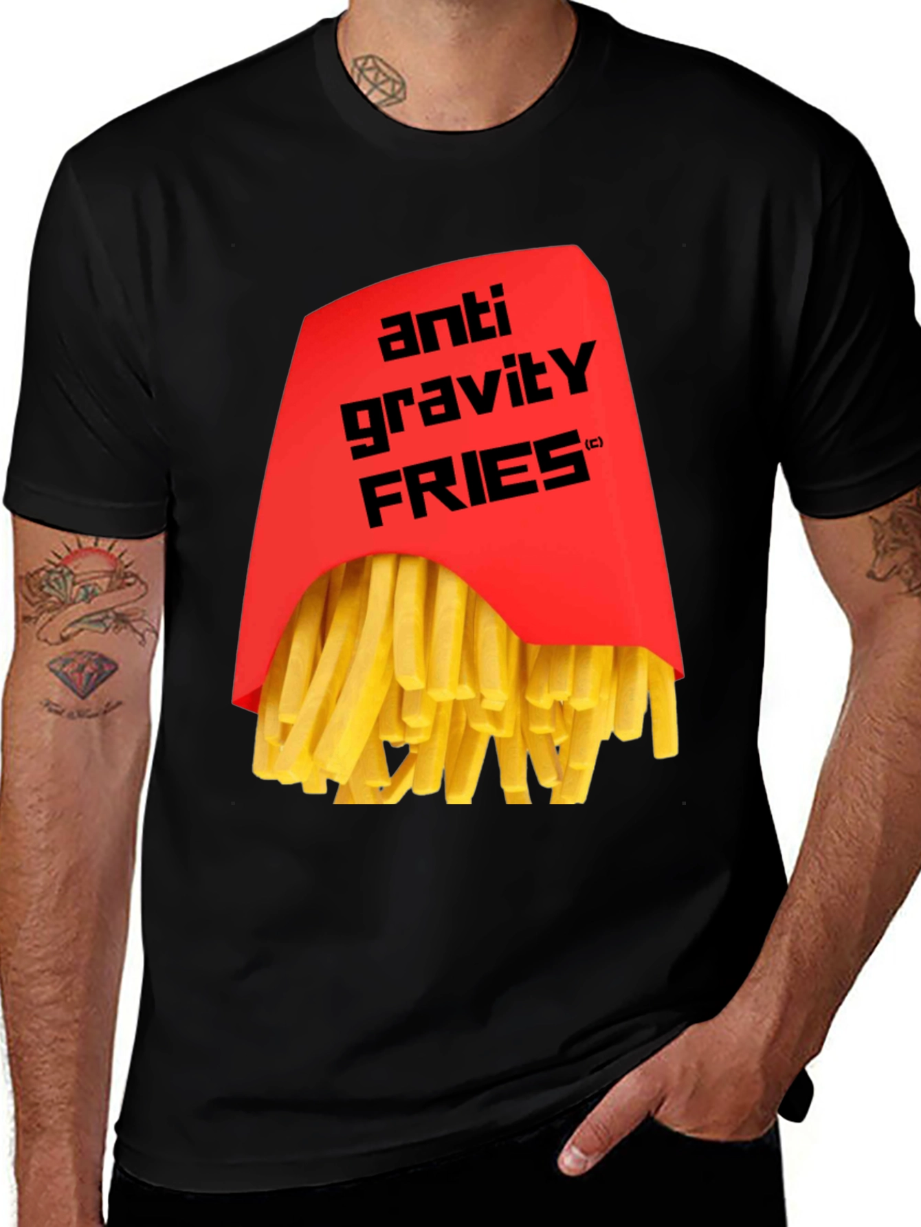 Anti Gravity Fries Graphic T-Shirt - Black