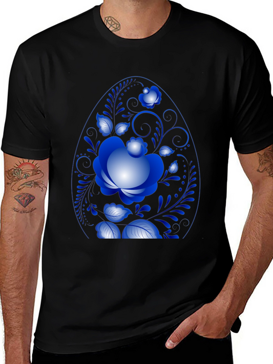 Floral Egg Graphic Black Tee