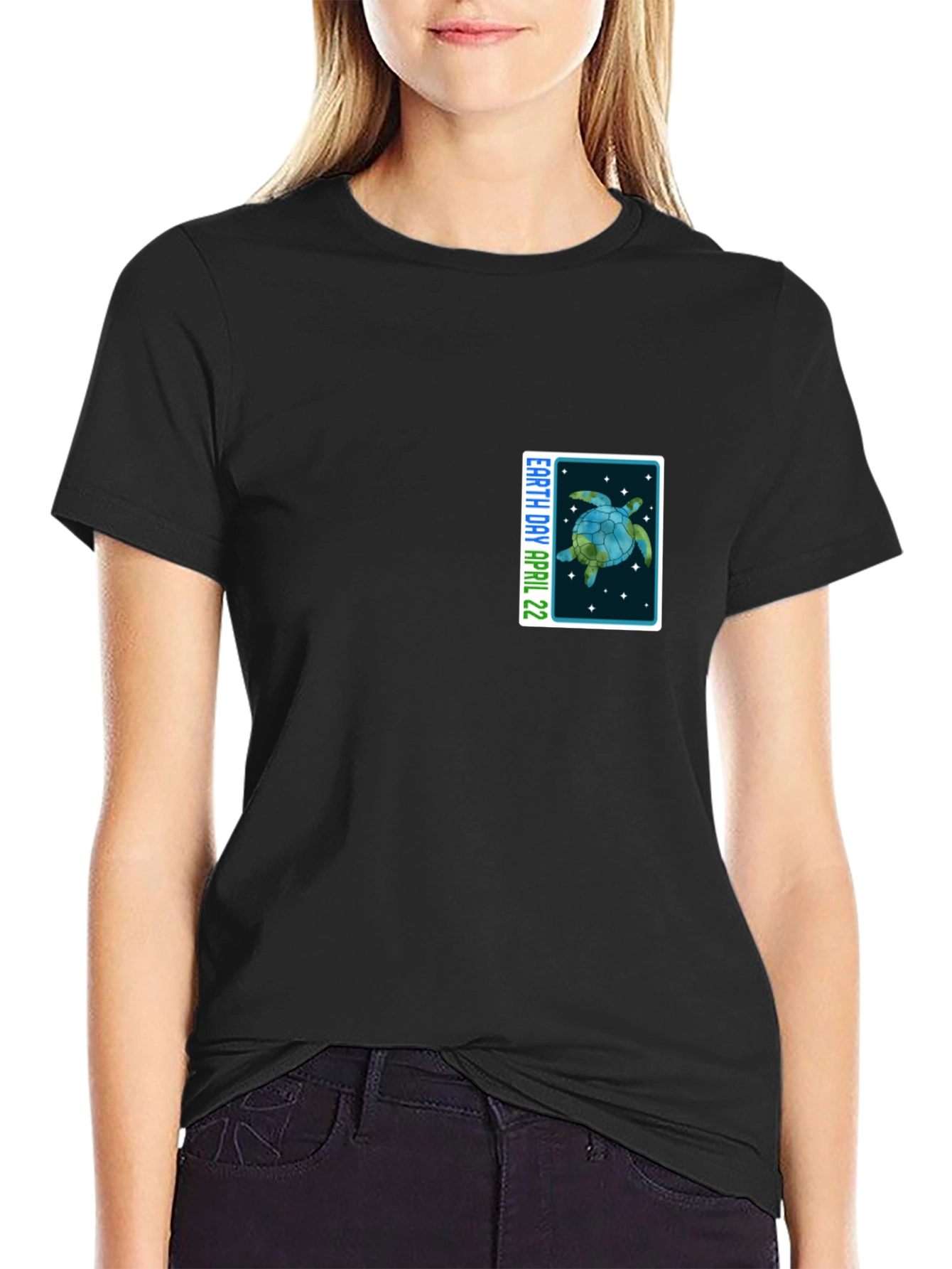 Earth Day April 22 Turtle Graphic Black T-Shirt