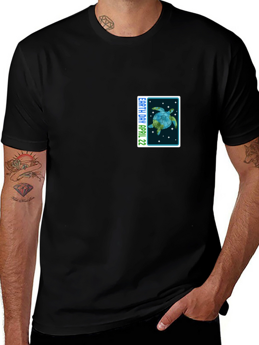 Earth Day April 22 Turtle Graphic Black T-Shirt