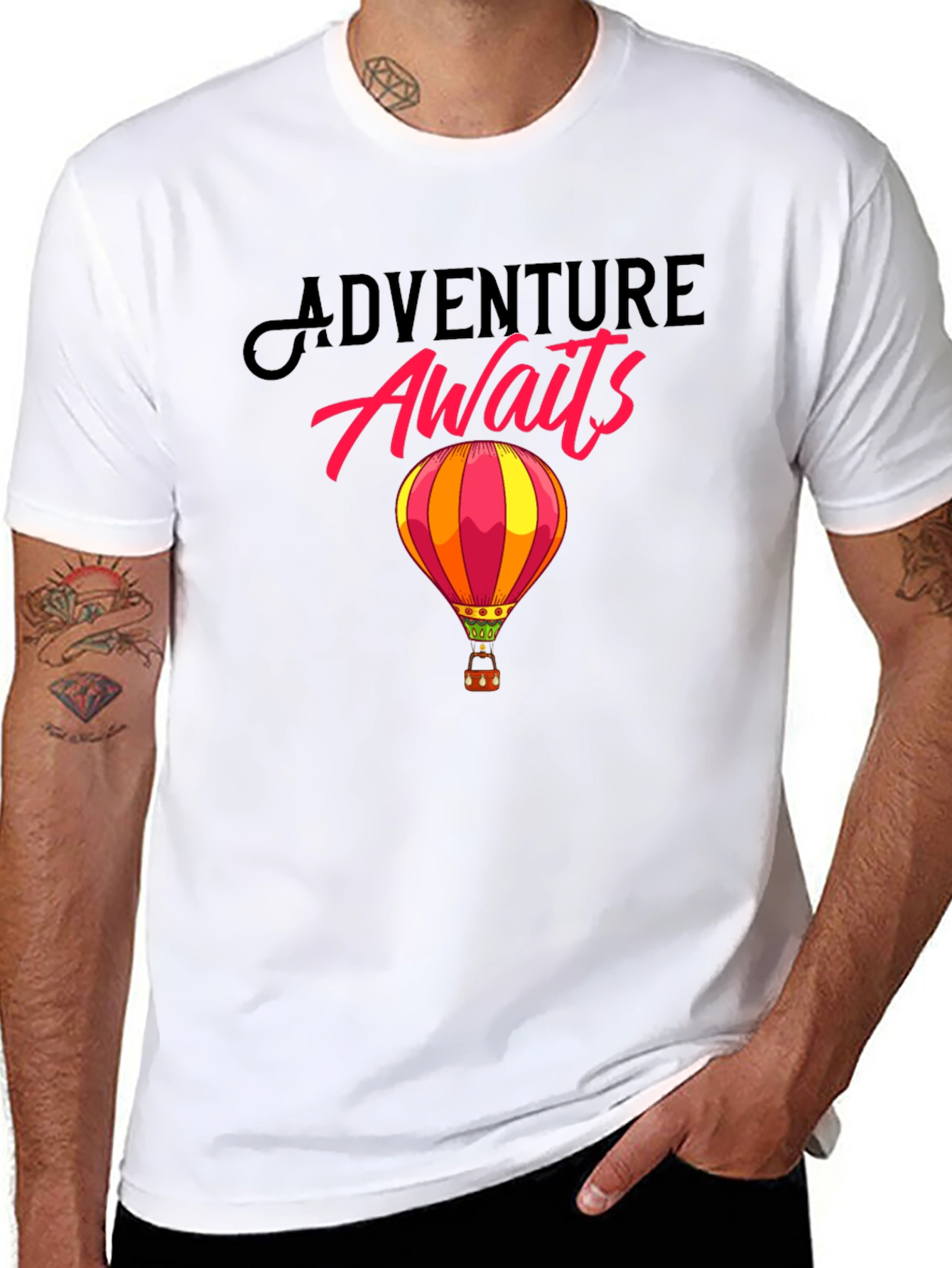 Adventure Awaits Hot Air Balloon Graphic T-Shirt