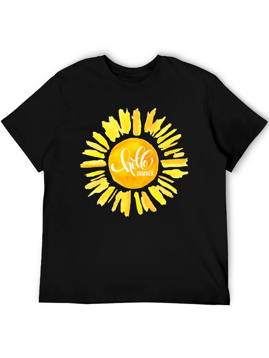 Hello Summer Graphic Tee - Black Cotton Casual T-Shirt