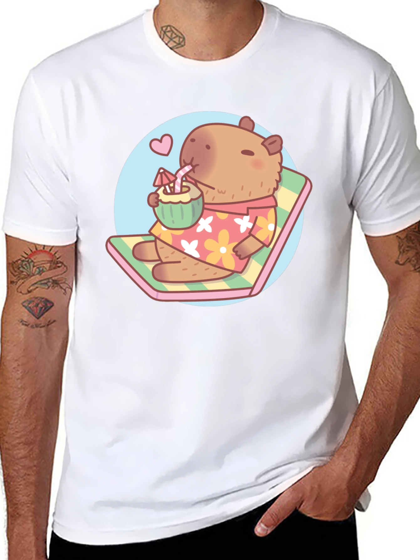 Capybara Beach T-Shirt - Tropical Vibes