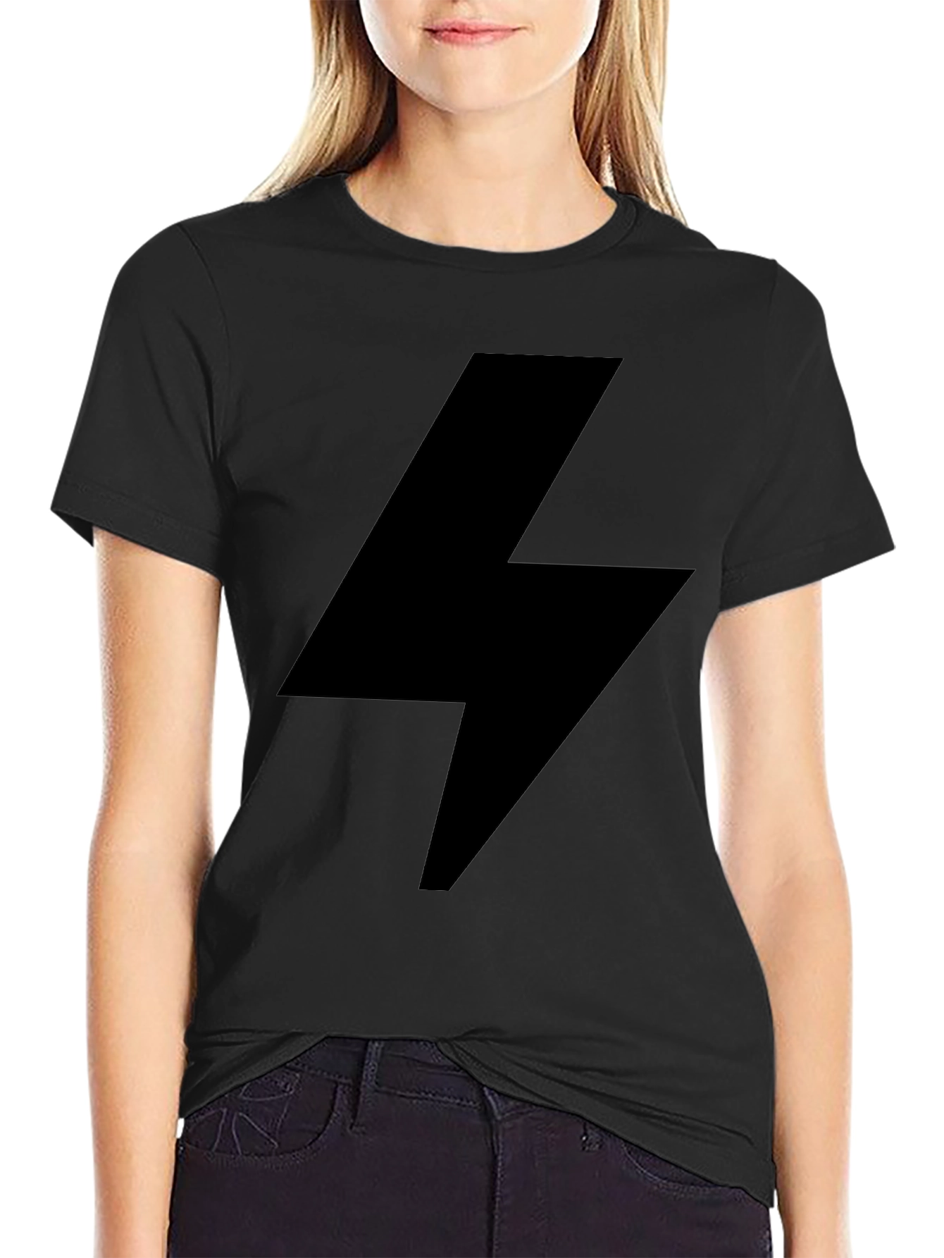 Black Lightning Bolt Graphic Tee - Modern Style
