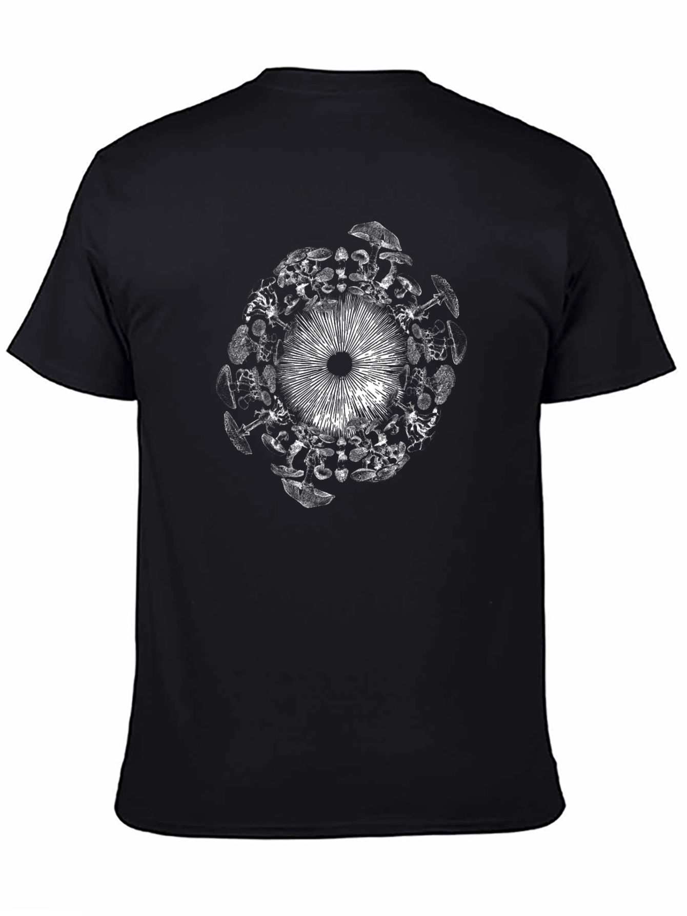 Mushroom Circle Graphic Black T-Shirt