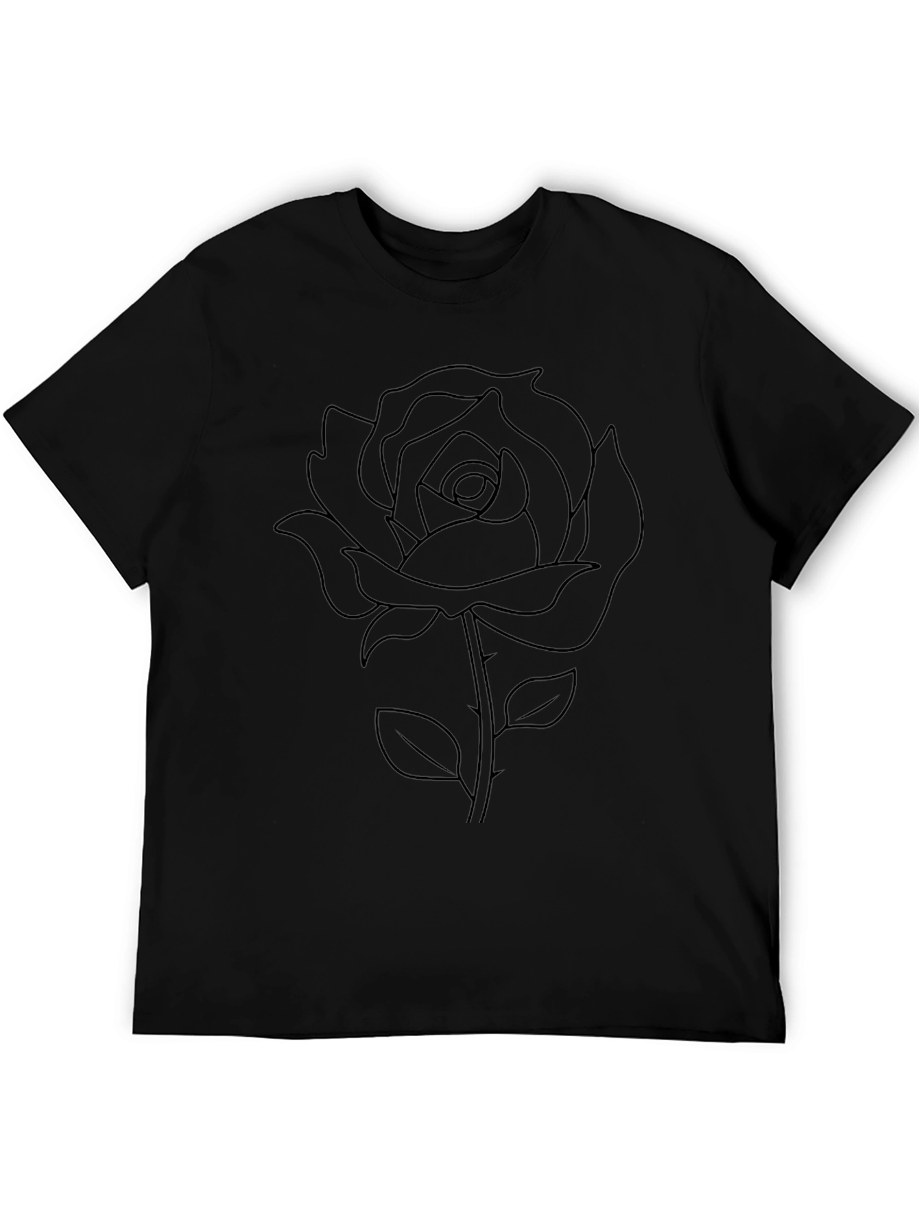 Black Rose Outline Graphic T-Shirt