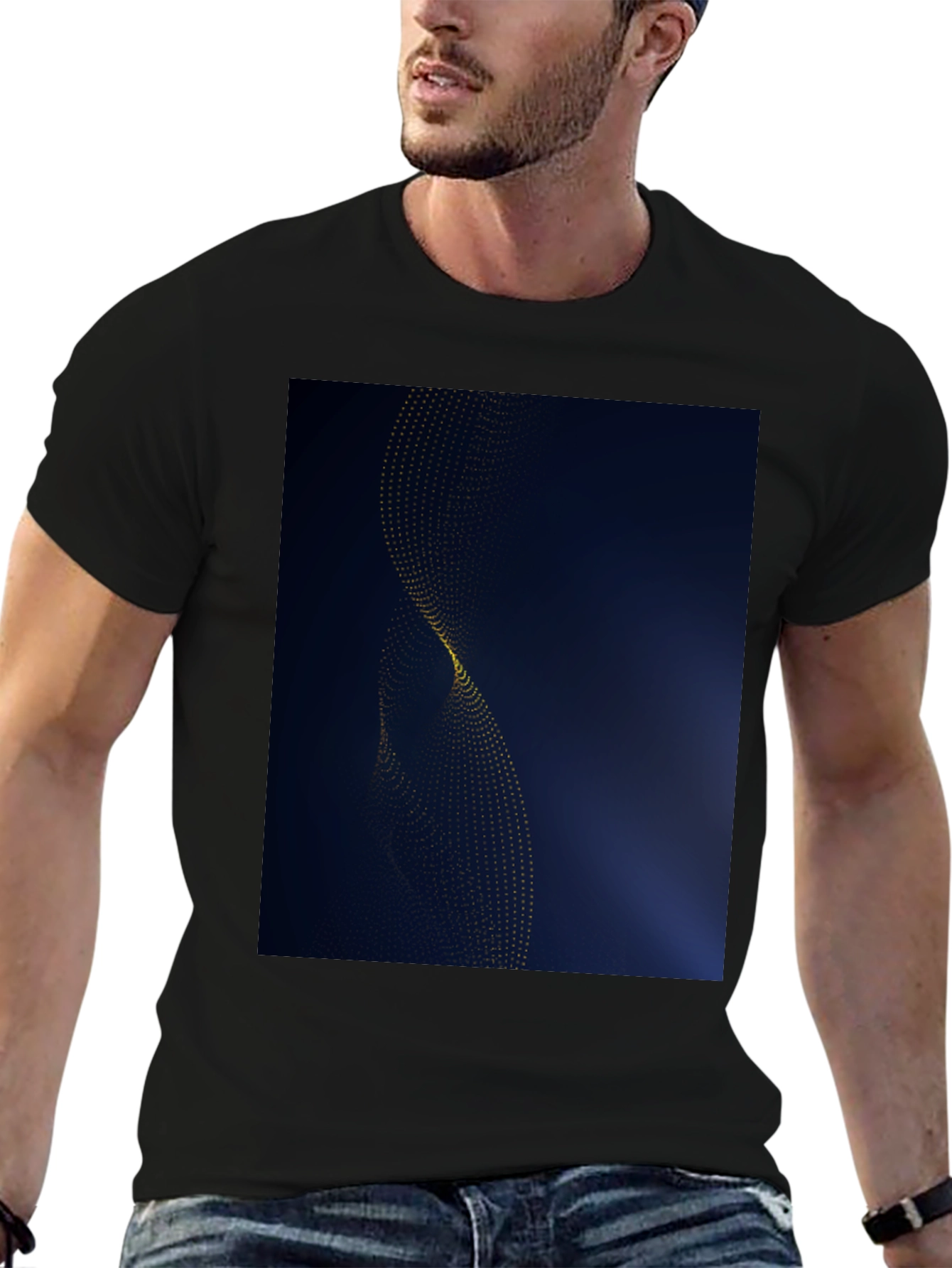 Modern Abstract Graphic Black T-Shirt