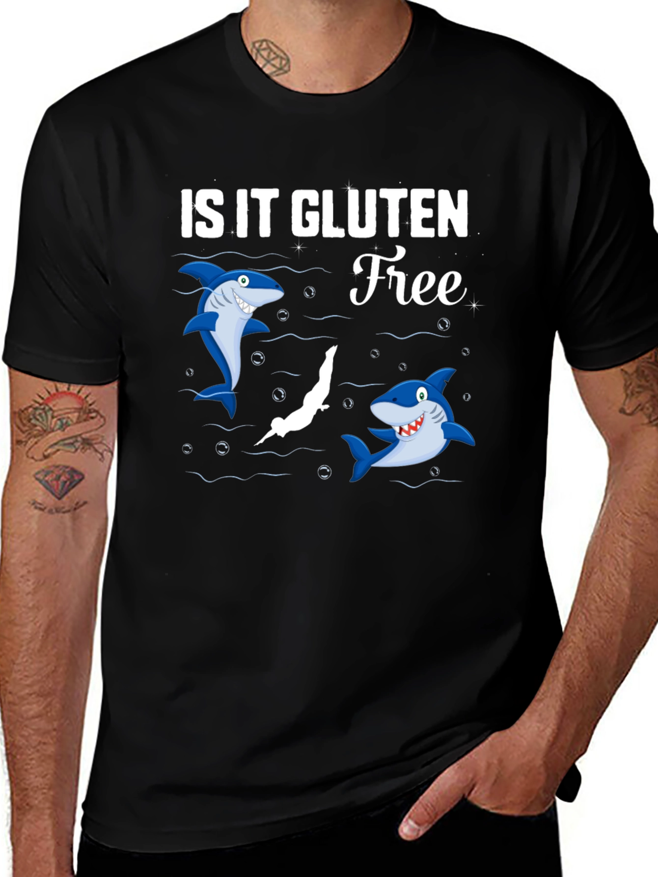 Is It Gluten Free T-Shirt Funny Shark Diver Tee