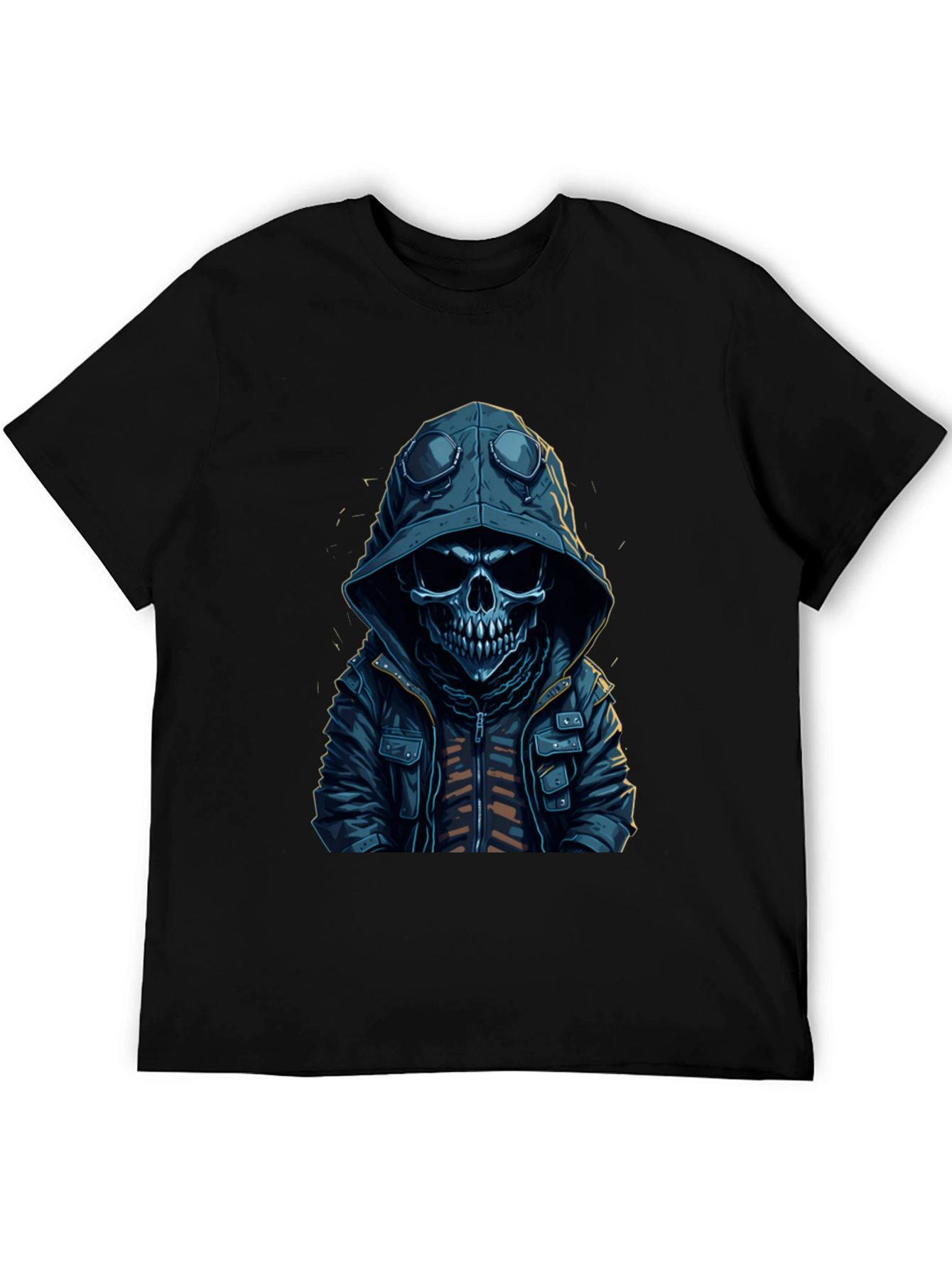Hooded Skull Graphic T-Shirt - Edgy Streetwear