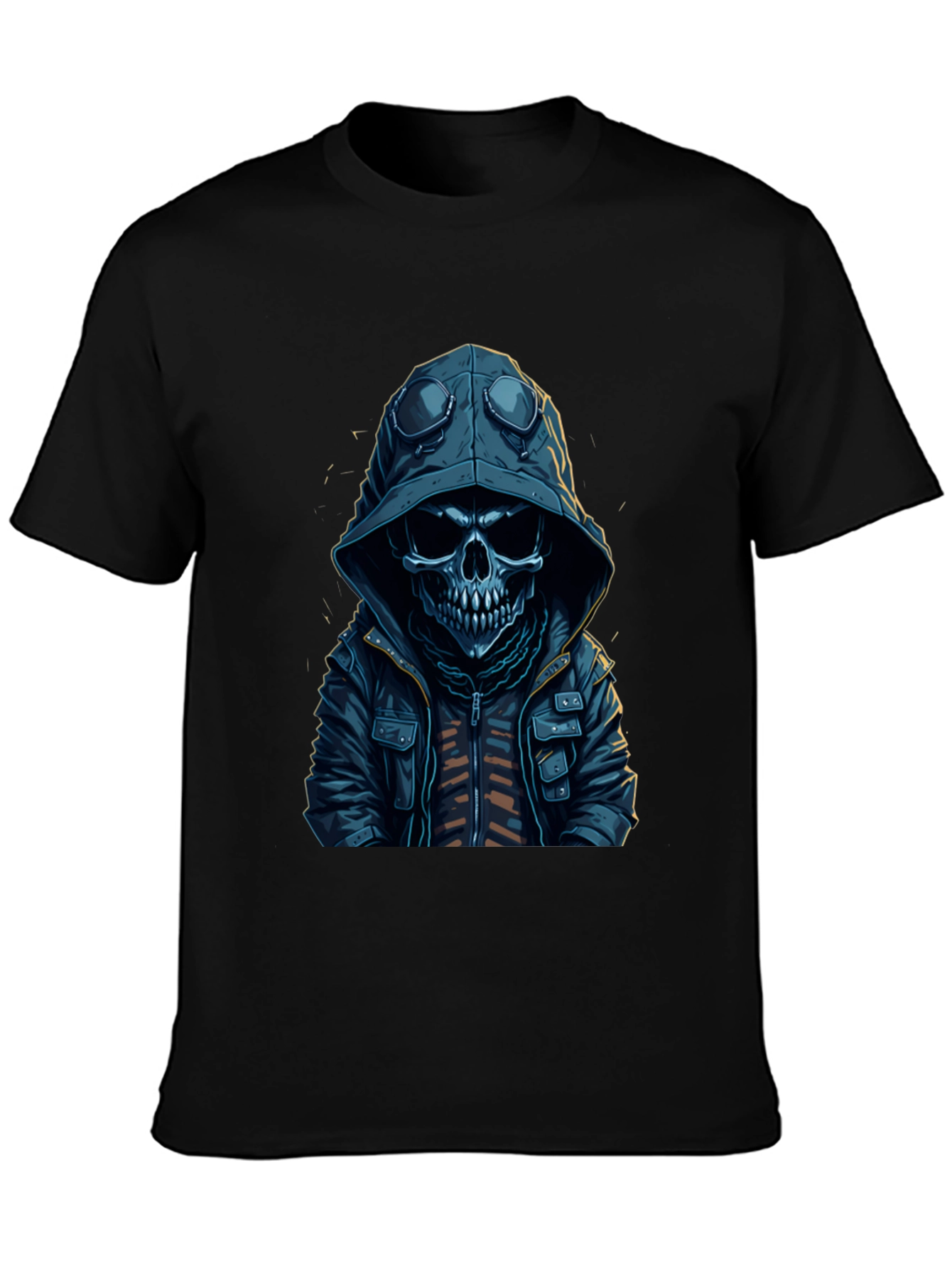 Hooded Skull Graphic T-Shirt - Edgy Streetwear
