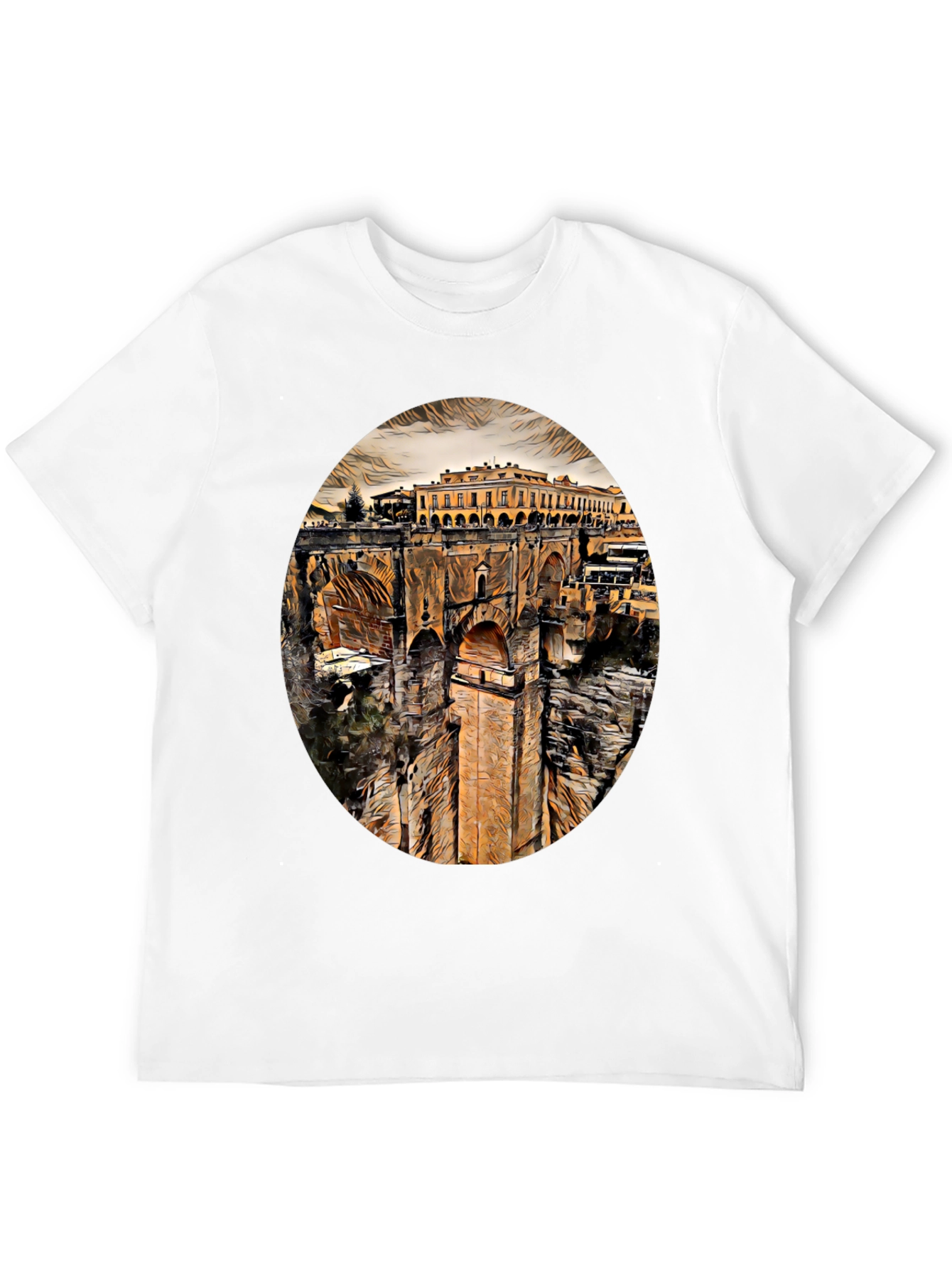 Ronda Spain Landmark Art Black T-Shirt