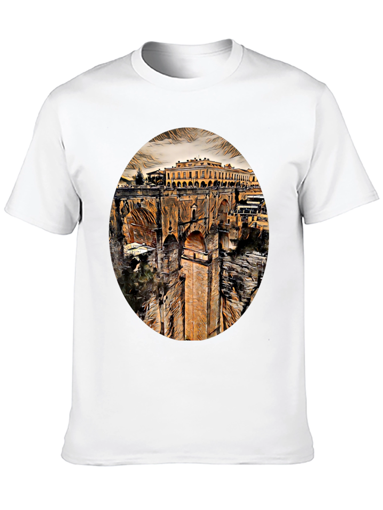 Ronda Spain Landmark Art Black T-Shirt
