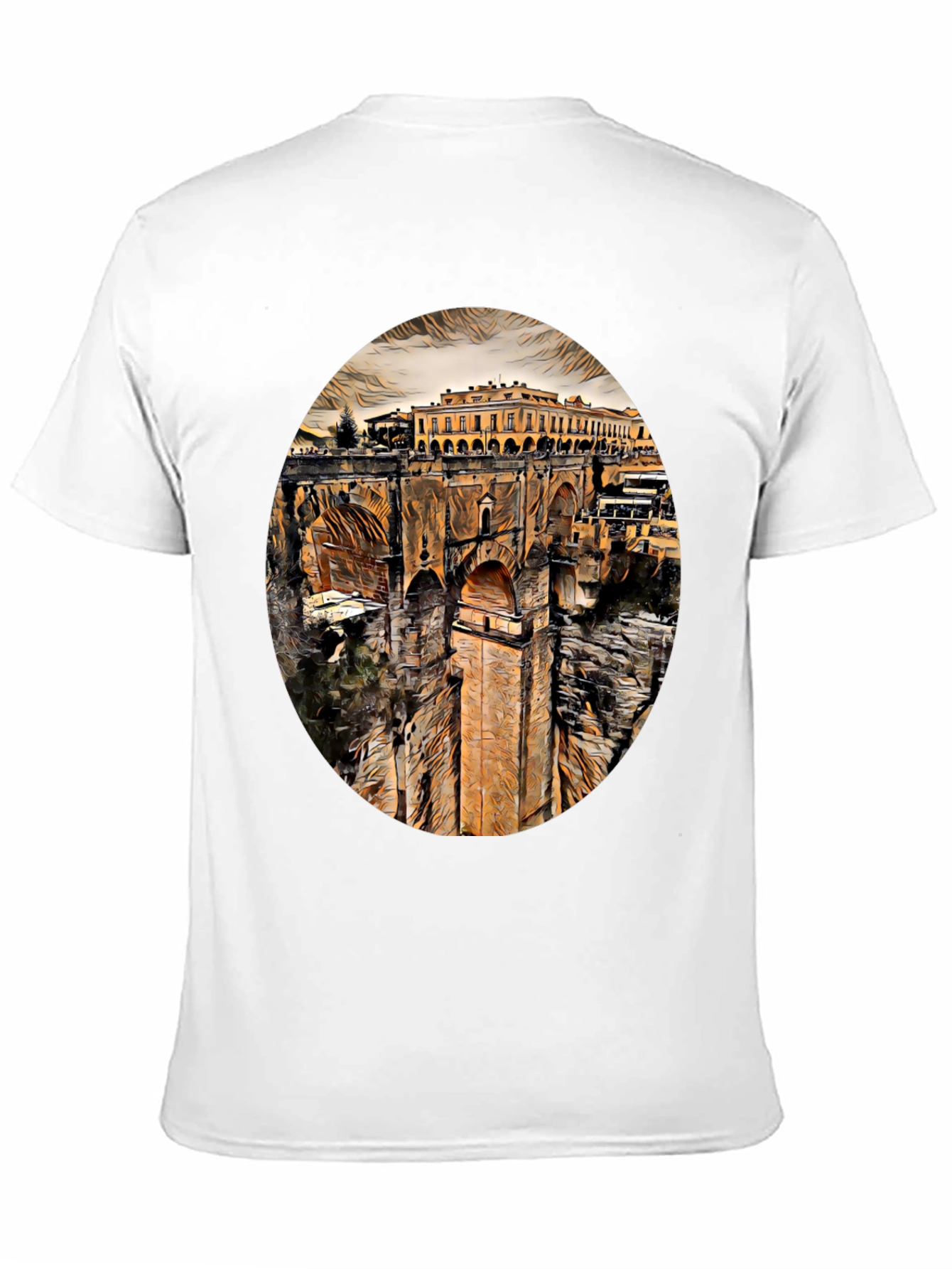 Ronda Spain Landmark Art Black T-Shirt