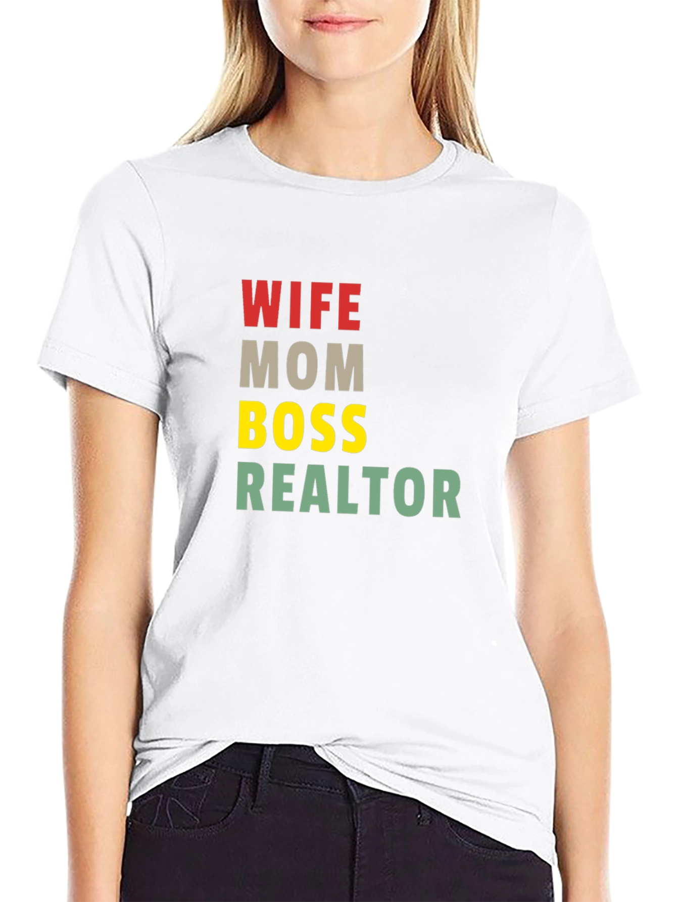 Wife Mom Boss Realtor T-Shirt - Black