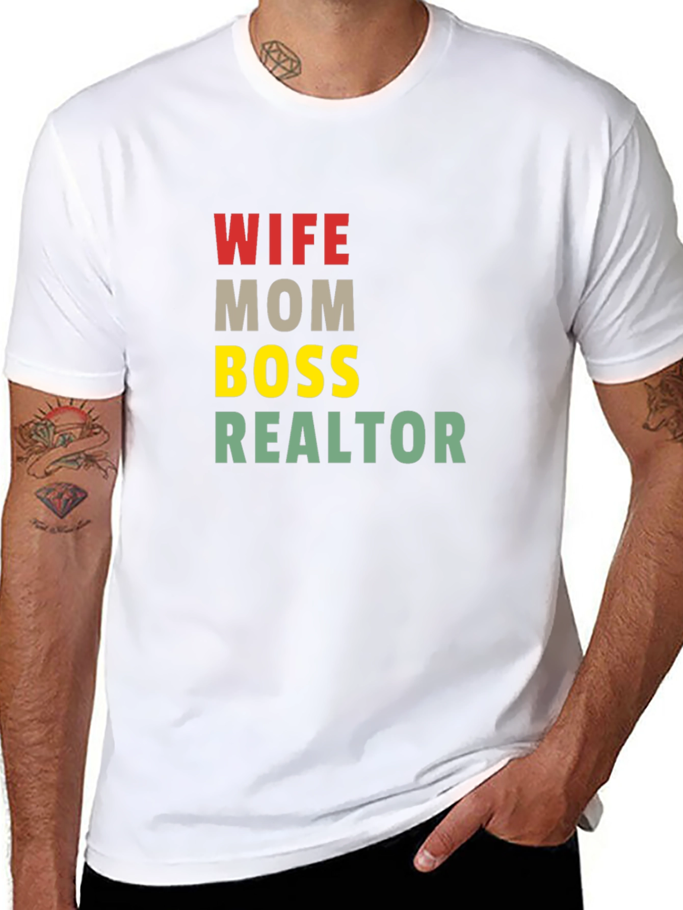 Wife Mom Boss Realtor T-Shirt - Black