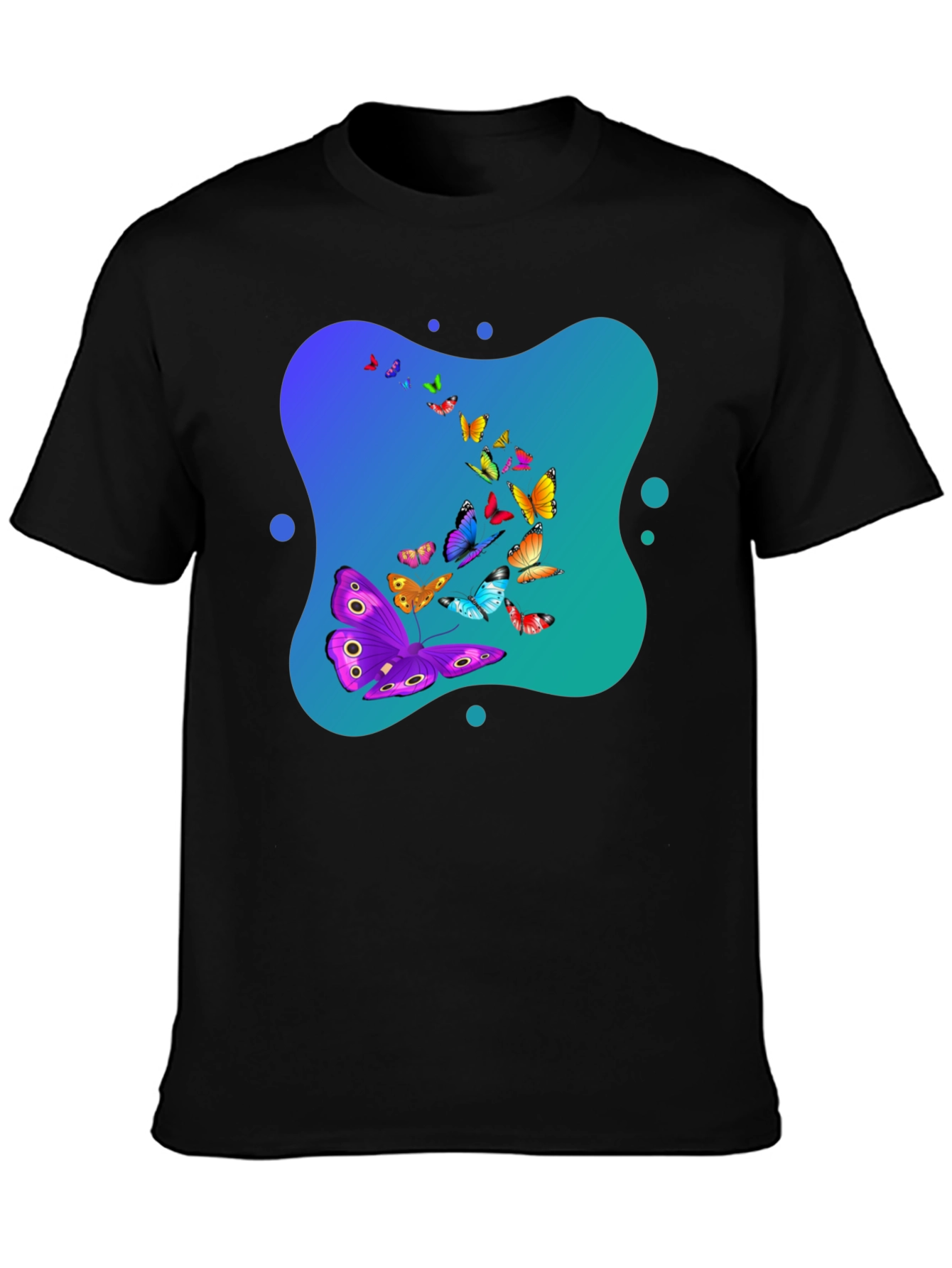 Butterfly Swarm Graphic Black T-Shirt