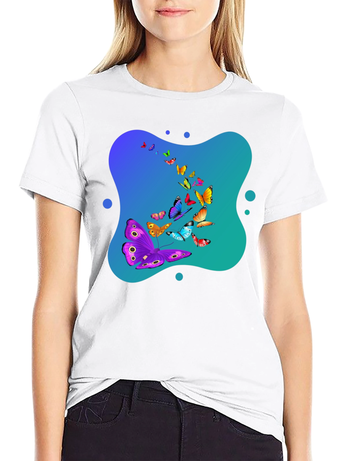 Butterfly Swarm Graphic Black T-Shirt
