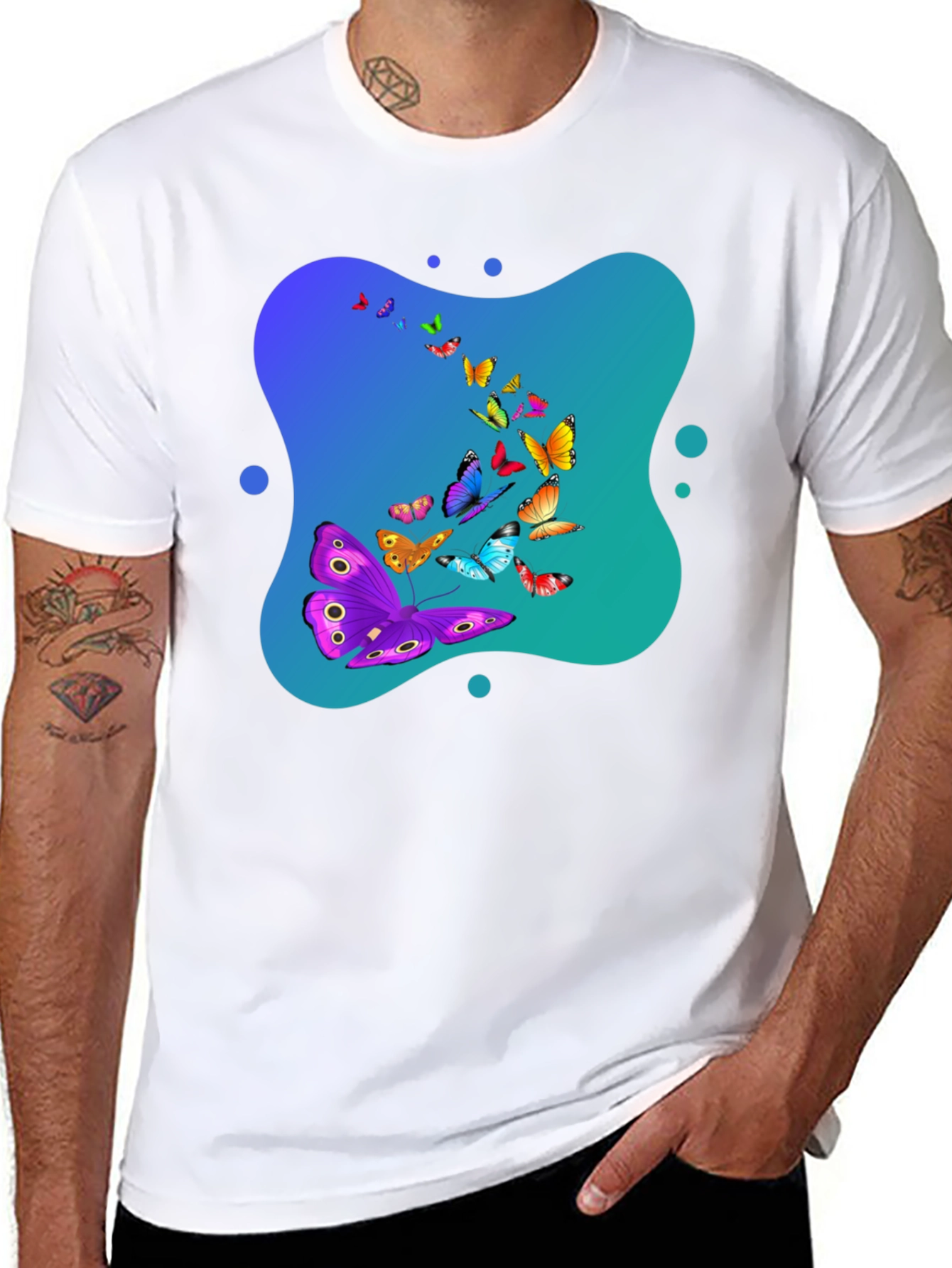 Butterfly Swarm Graphic Black T-Shirt
