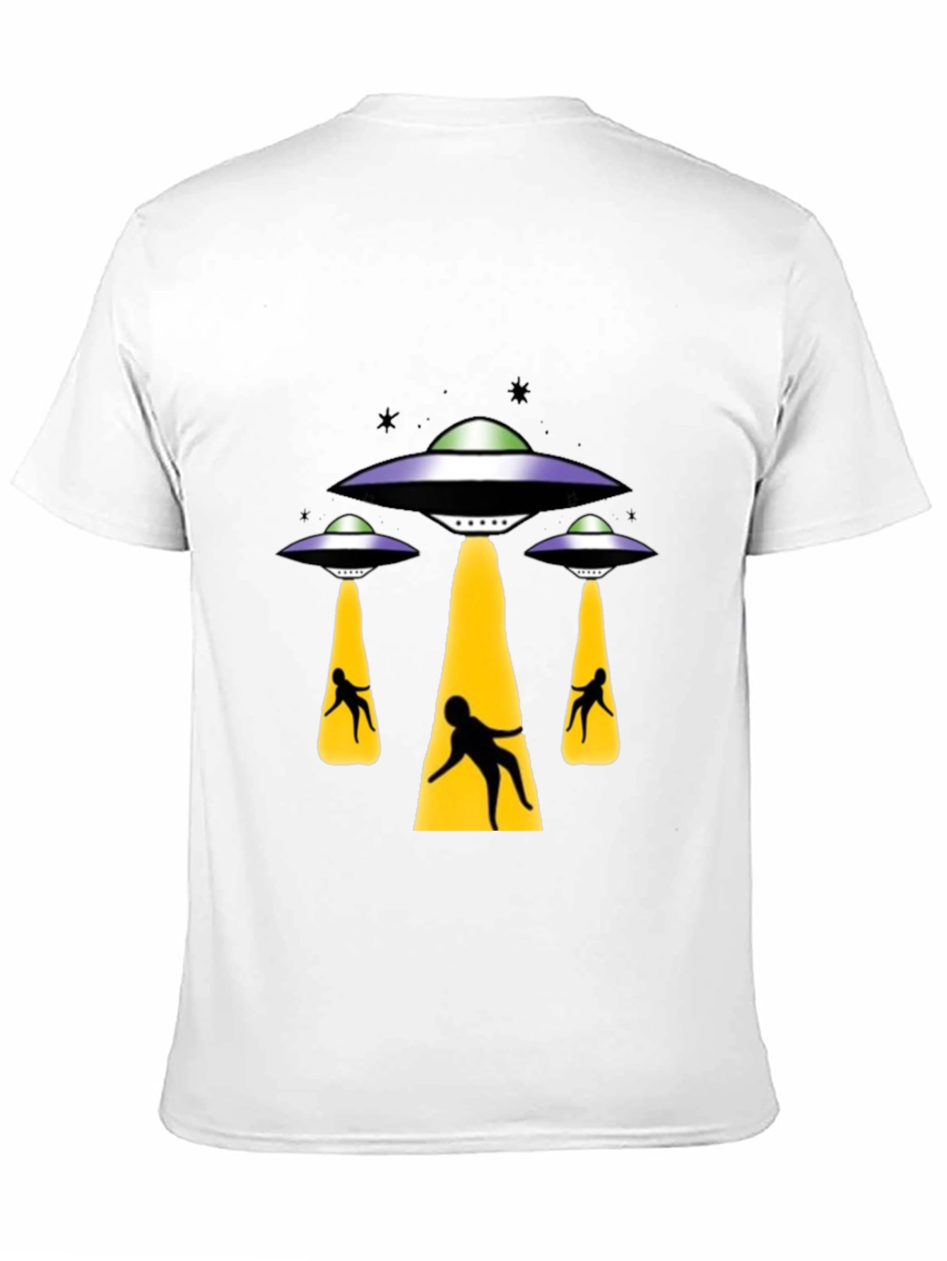 UFO Abduction Graphic T-Shirt - Black Cotton Tee