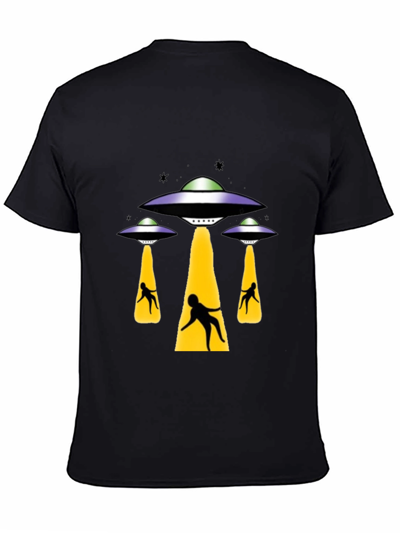 UFO Abduction Graphic T-Shirt - Black Cotton Tee