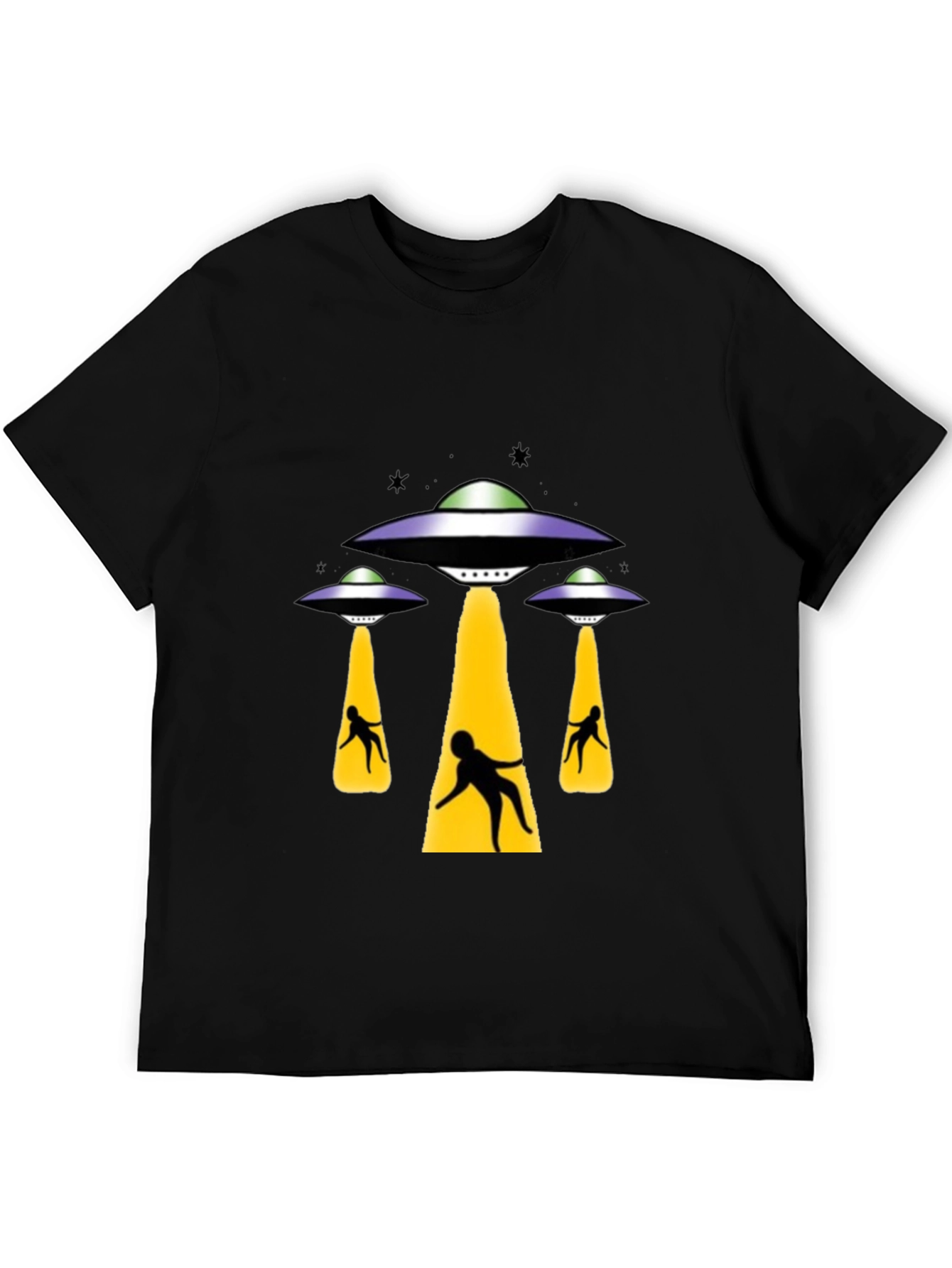 UFO Abduction Graphic T-Shirt - Black Cotton Tee