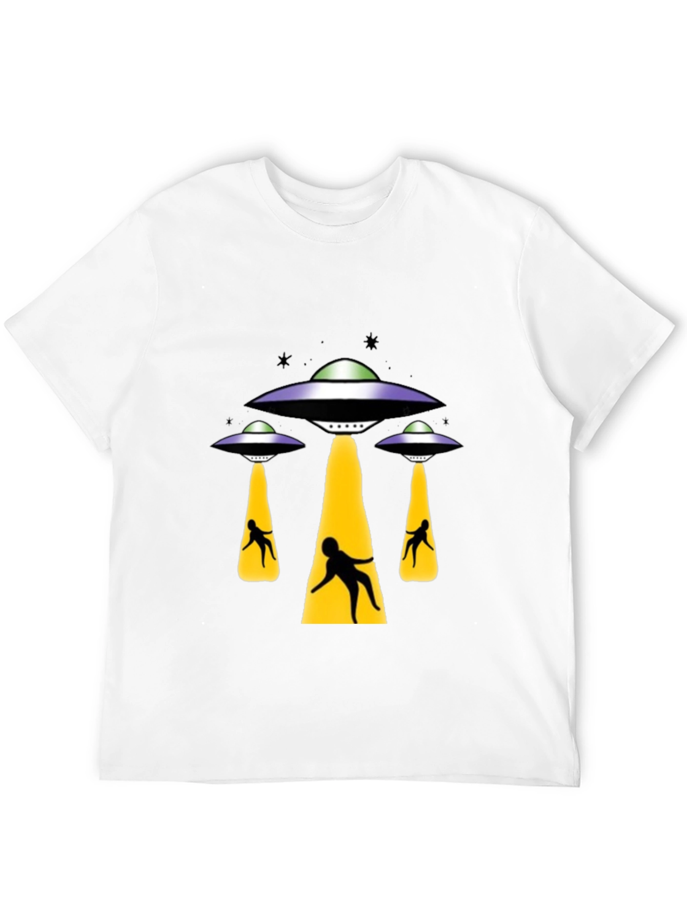 UFO Abduction Graphic T-Shirt - Black Cotton Tee