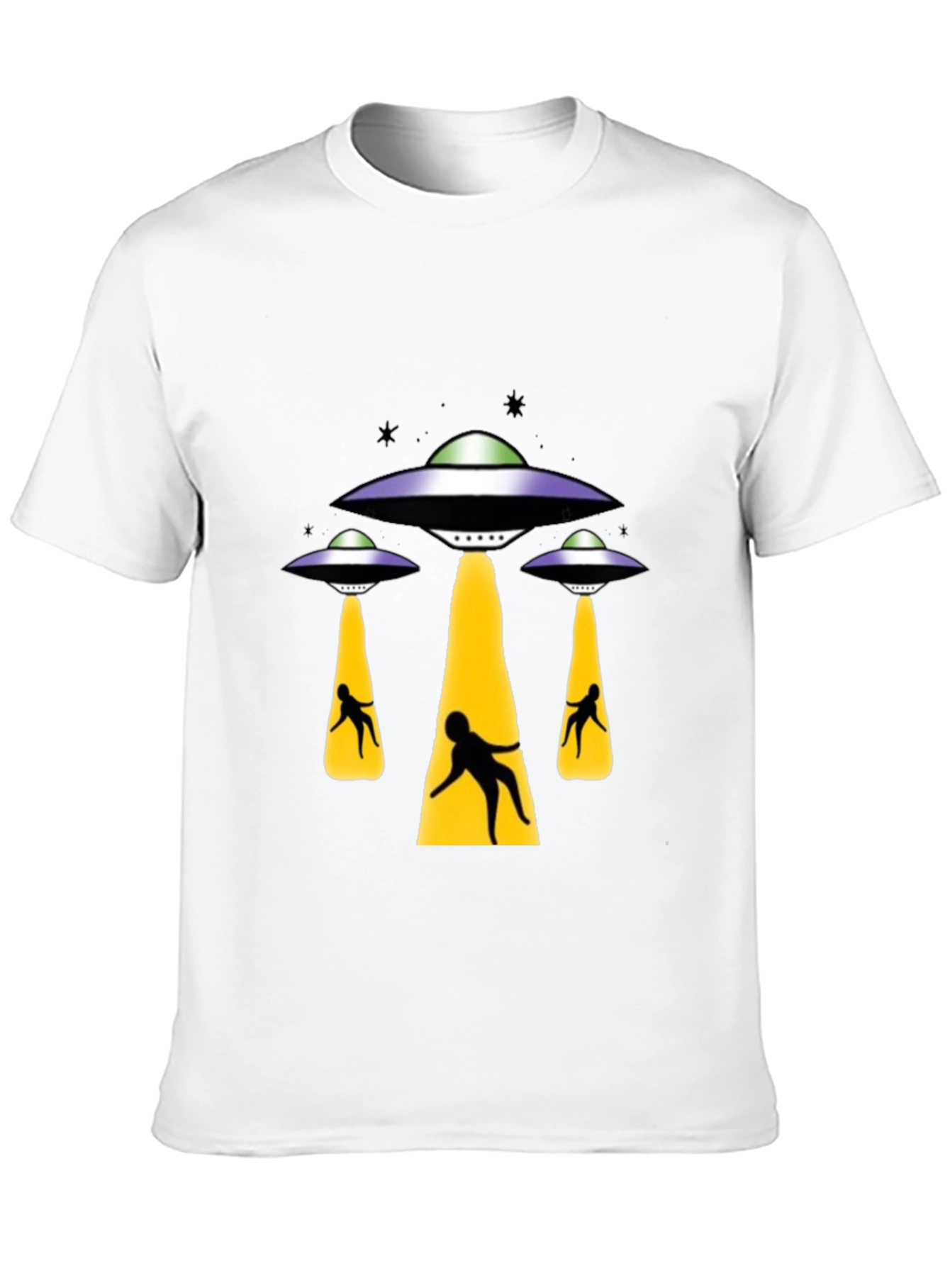 UFO Abduction Graphic T-Shirt - Black Cotton Tee