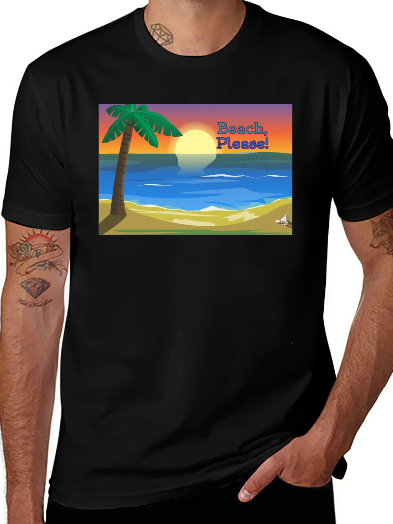 Beach Please Graphic Tee - Tropical Vibes