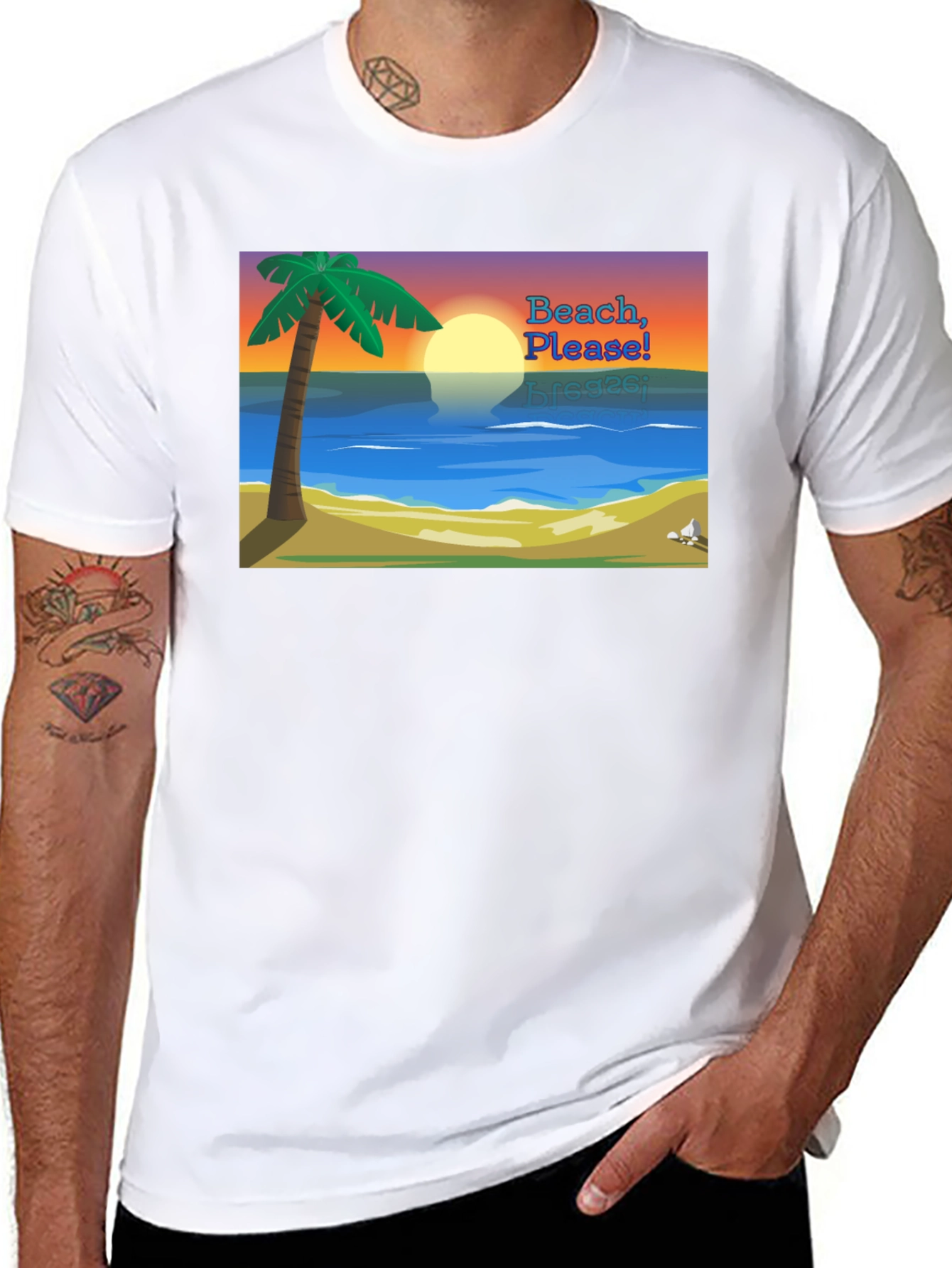 Beach Please Graphic Tee - Tropical Vibes