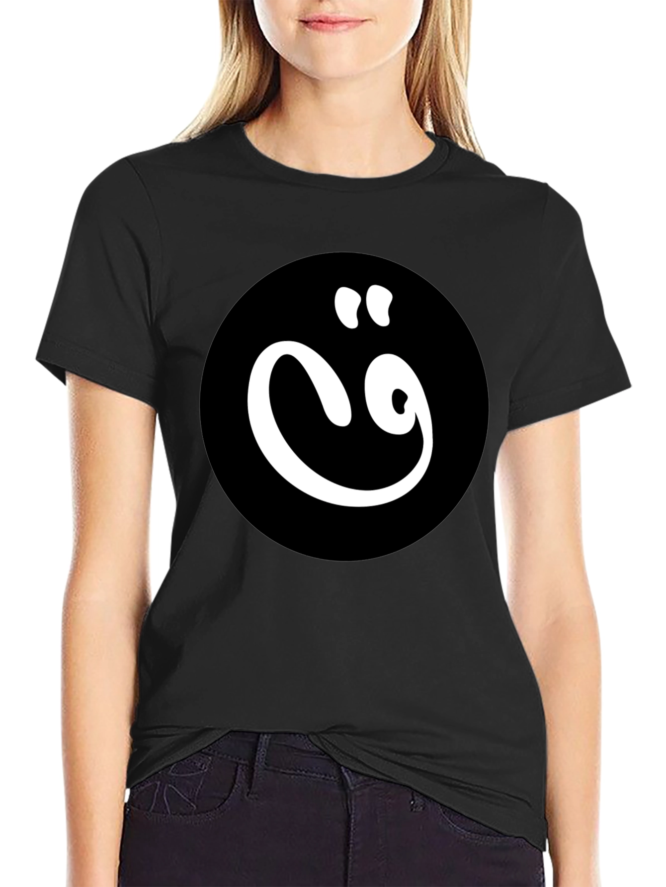 Black T-Shirt with White Arabic Letter Design