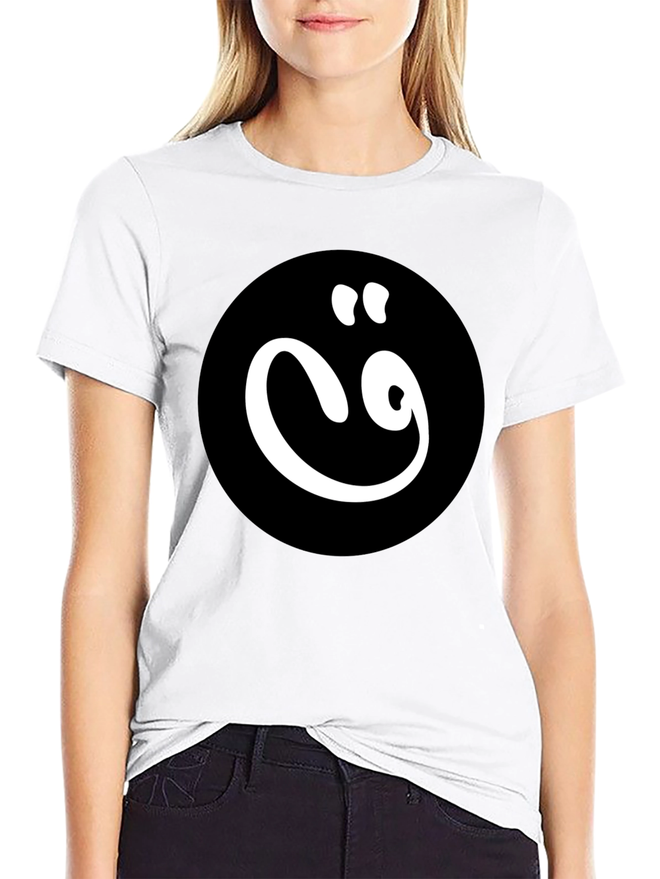 Black T-Shirt with White Arabic Letter Design