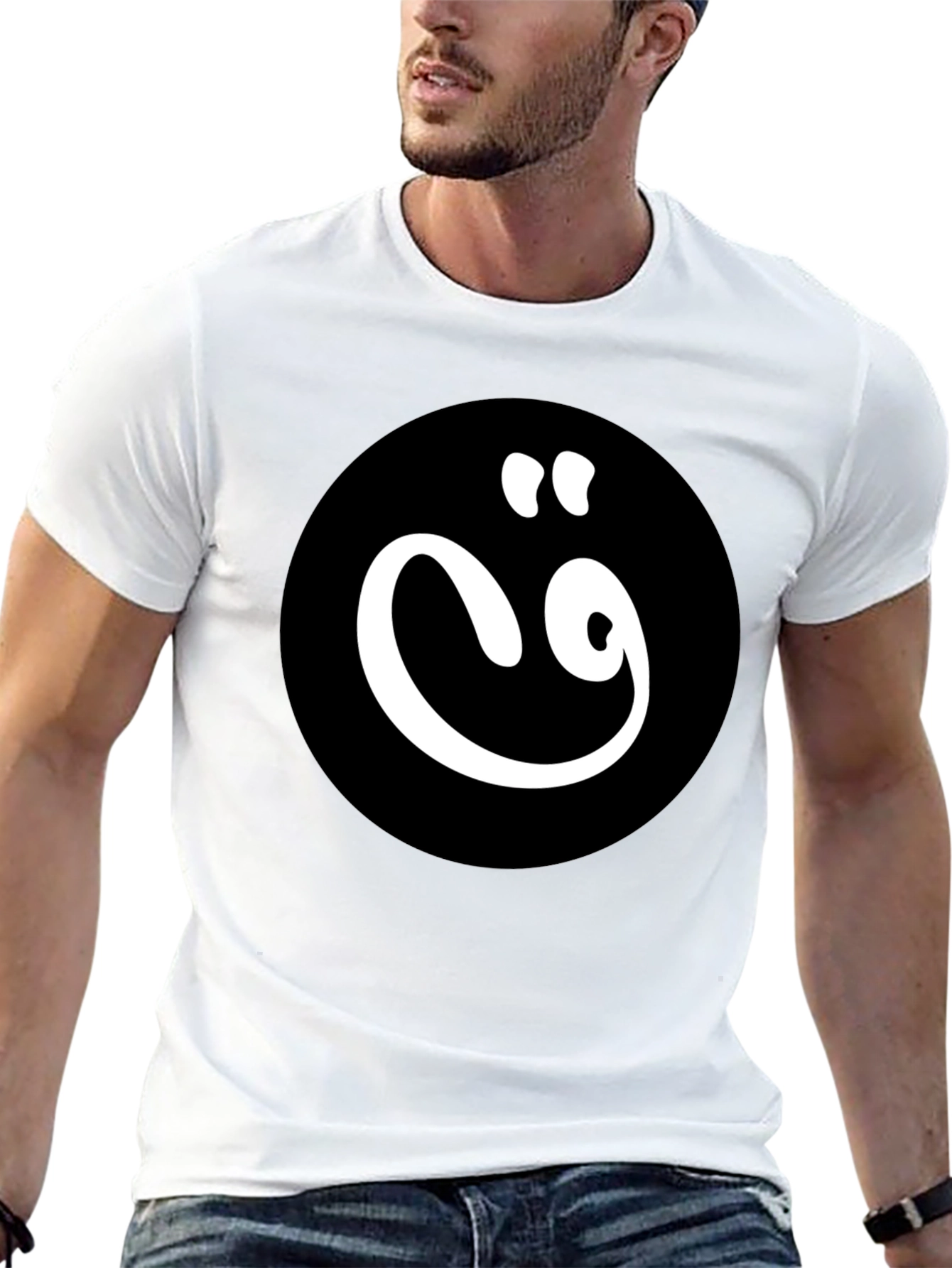 Black T-Shirt with White Arabic Letter Design