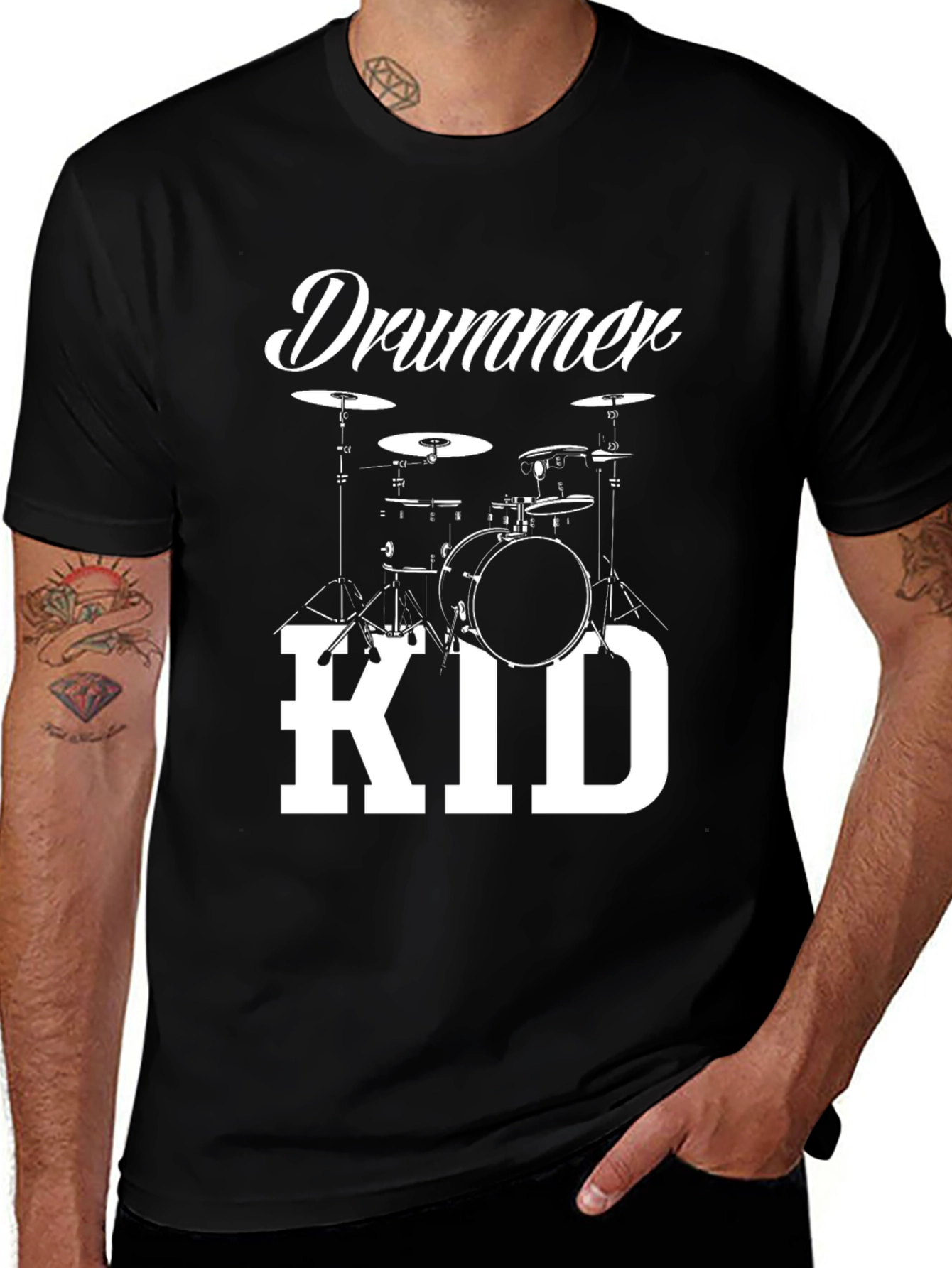 Drummer Kid T-Shirt - Black Cotton Graphic Tee