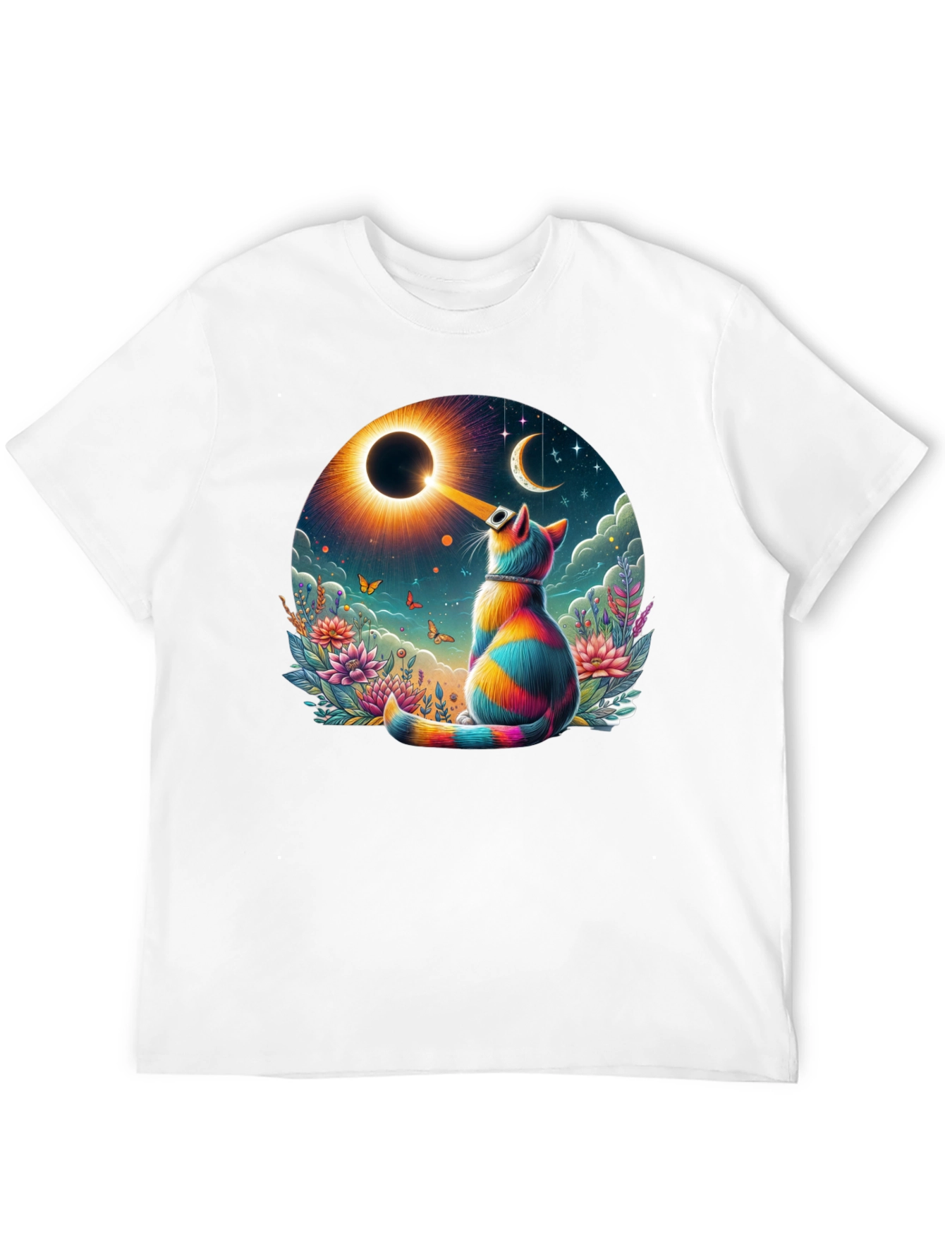 Eclipse Cat Graphic Tee - Unique Art Shirt