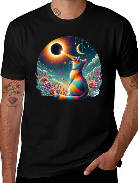 Eclipse Cat Graphic Tee - Unique Art Shirt