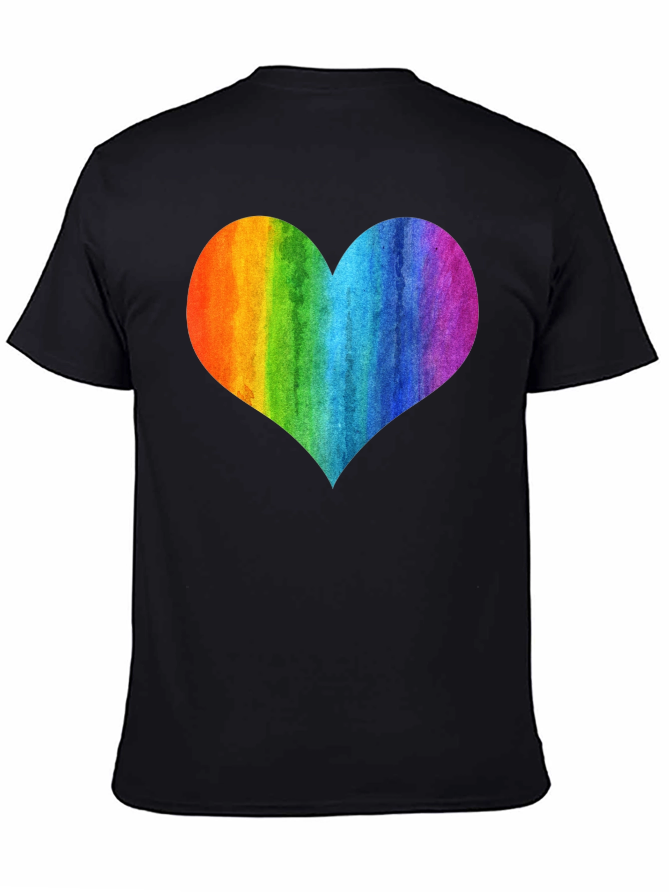Rainbow Heart Graphic Black T-Shirt