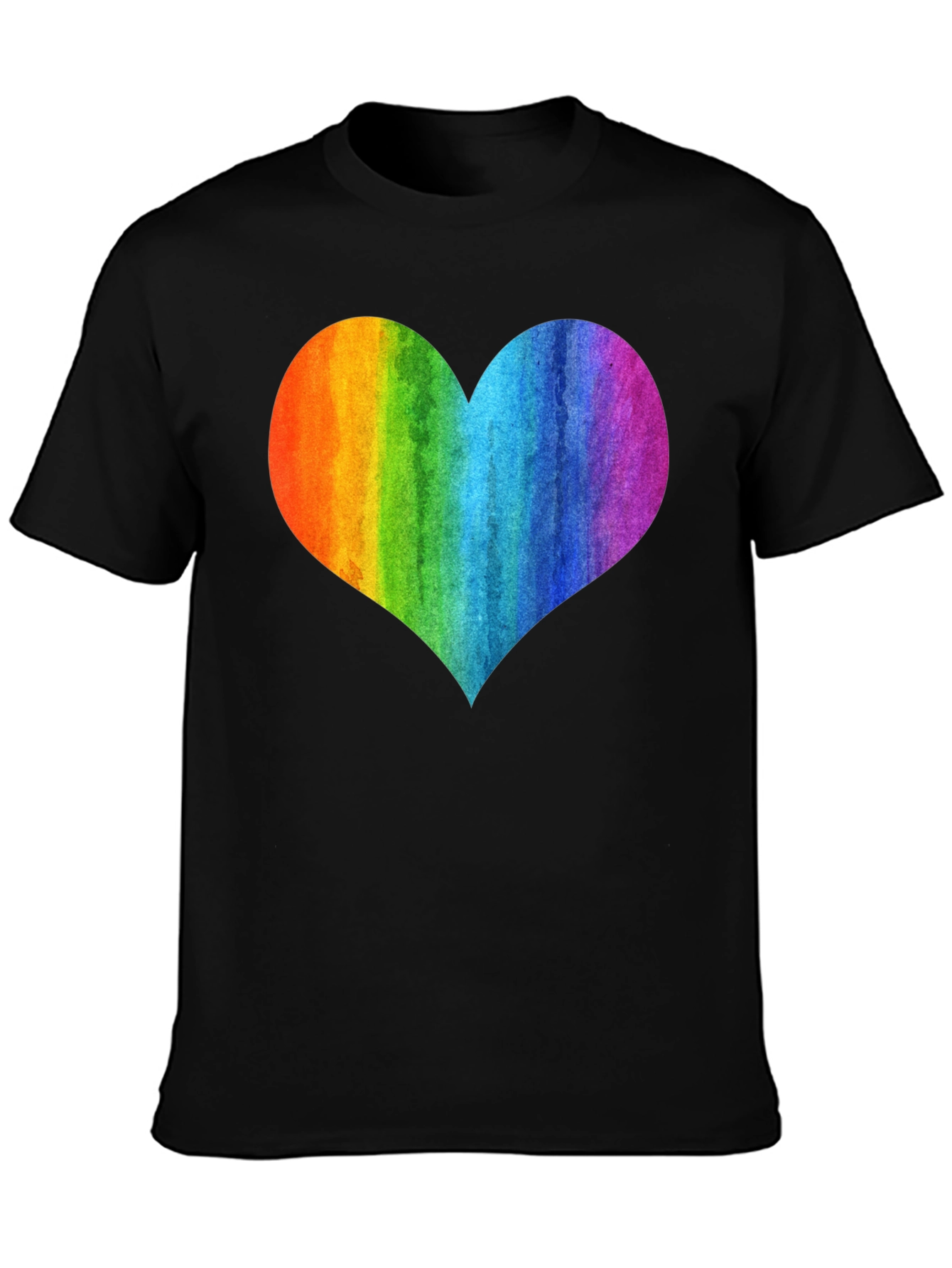Rainbow Heart Graphic Black T-Shirt