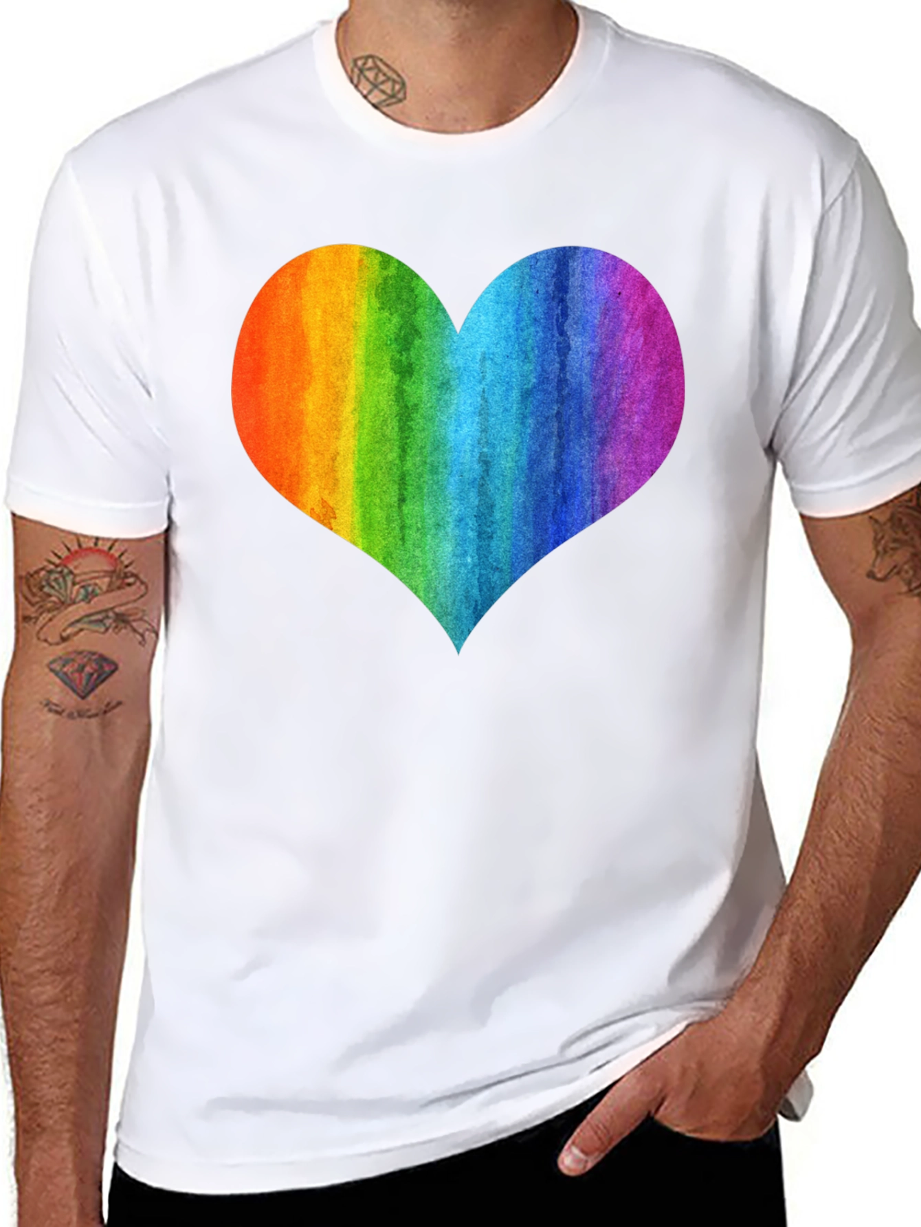Rainbow Heart Graphic Black T-Shirt