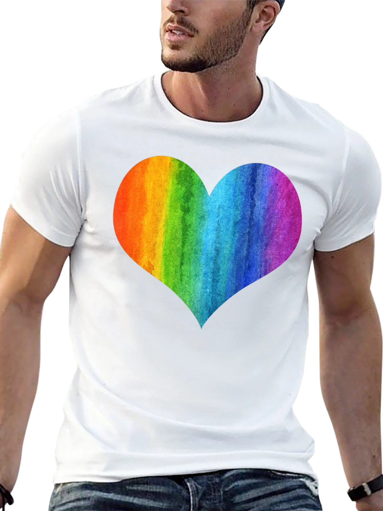 Rainbow Heart Graphic Black T-Shirt