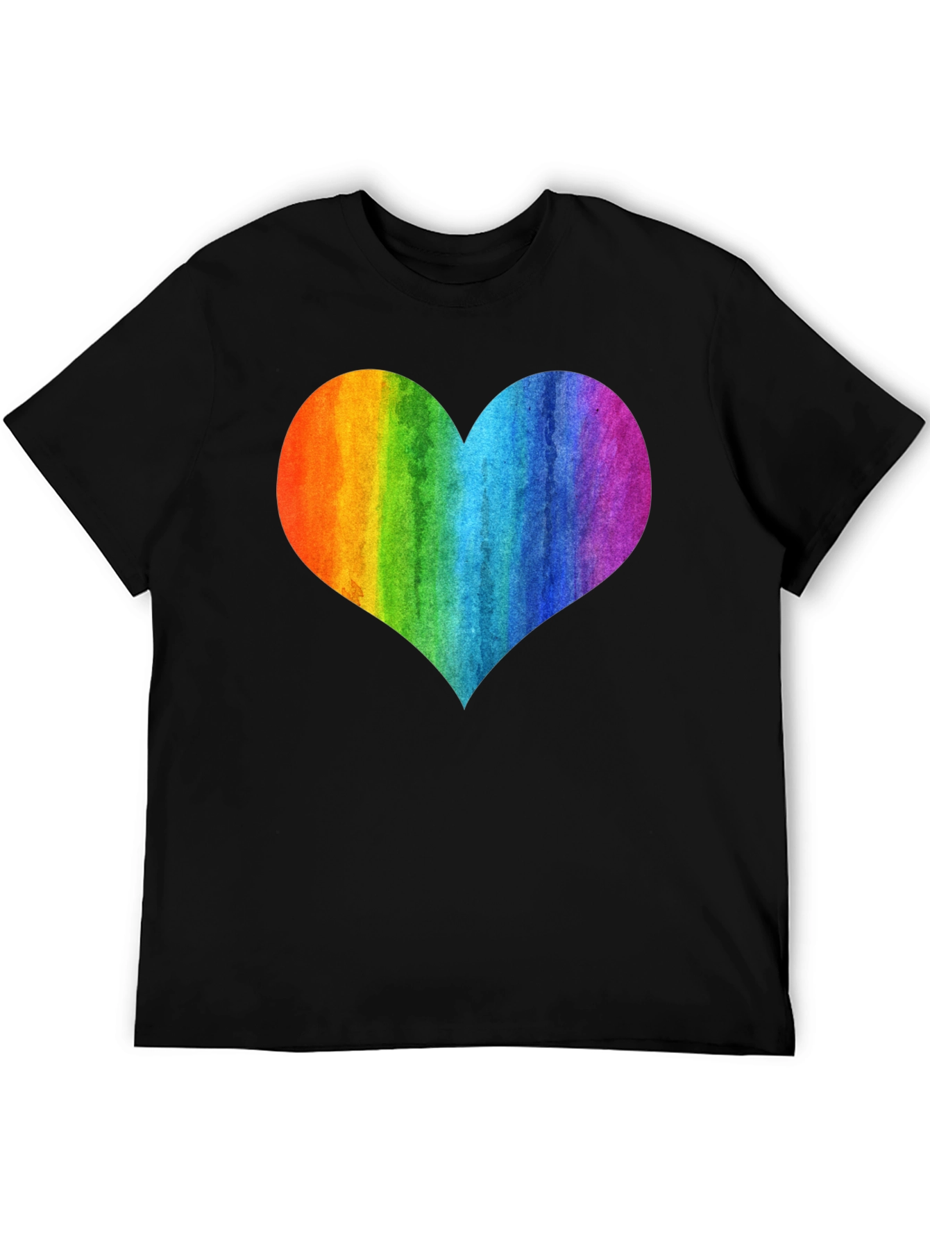 Rainbow Heart Graphic Black T-Shirt