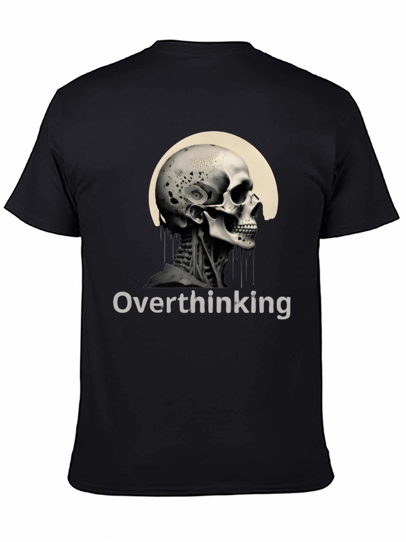 Overthinking Skull Graphic Tee - Mens Black T-Shirt