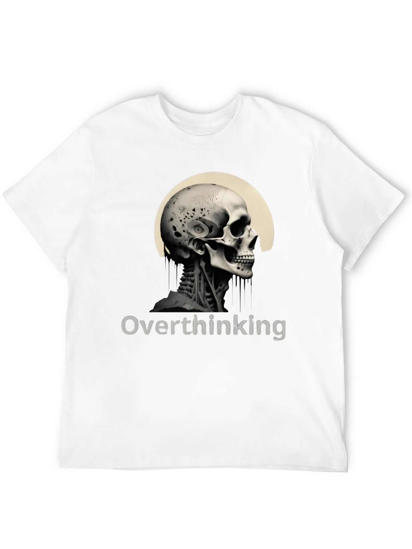 Overthinking Skull Graphic Tee - Mens Black T-Shirt