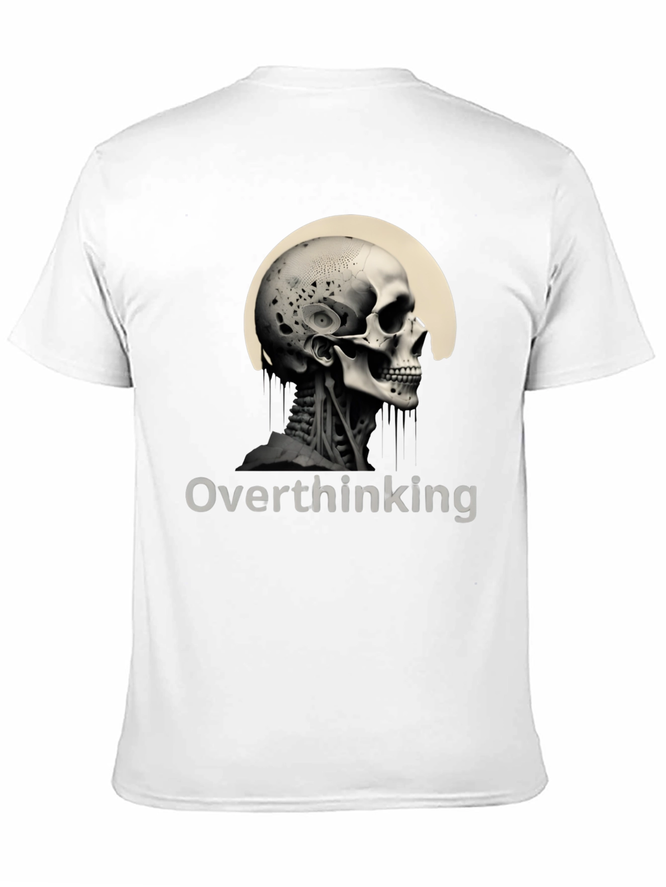Overthinking Skull Graphic Tee - Mens Black T-Shirt